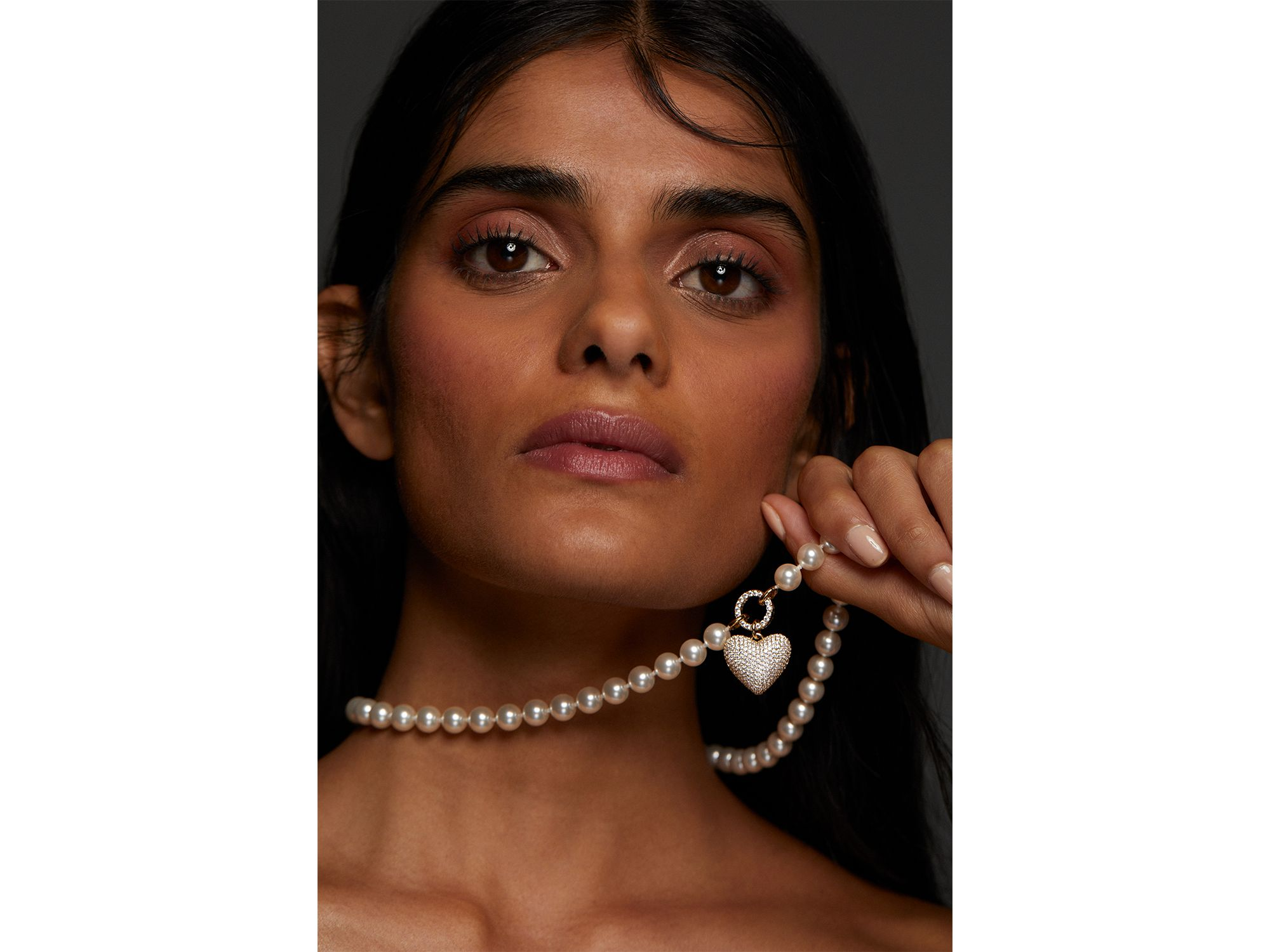 Poppy Pavé Heart Pendant Necklace, 18"-20" — Image 3