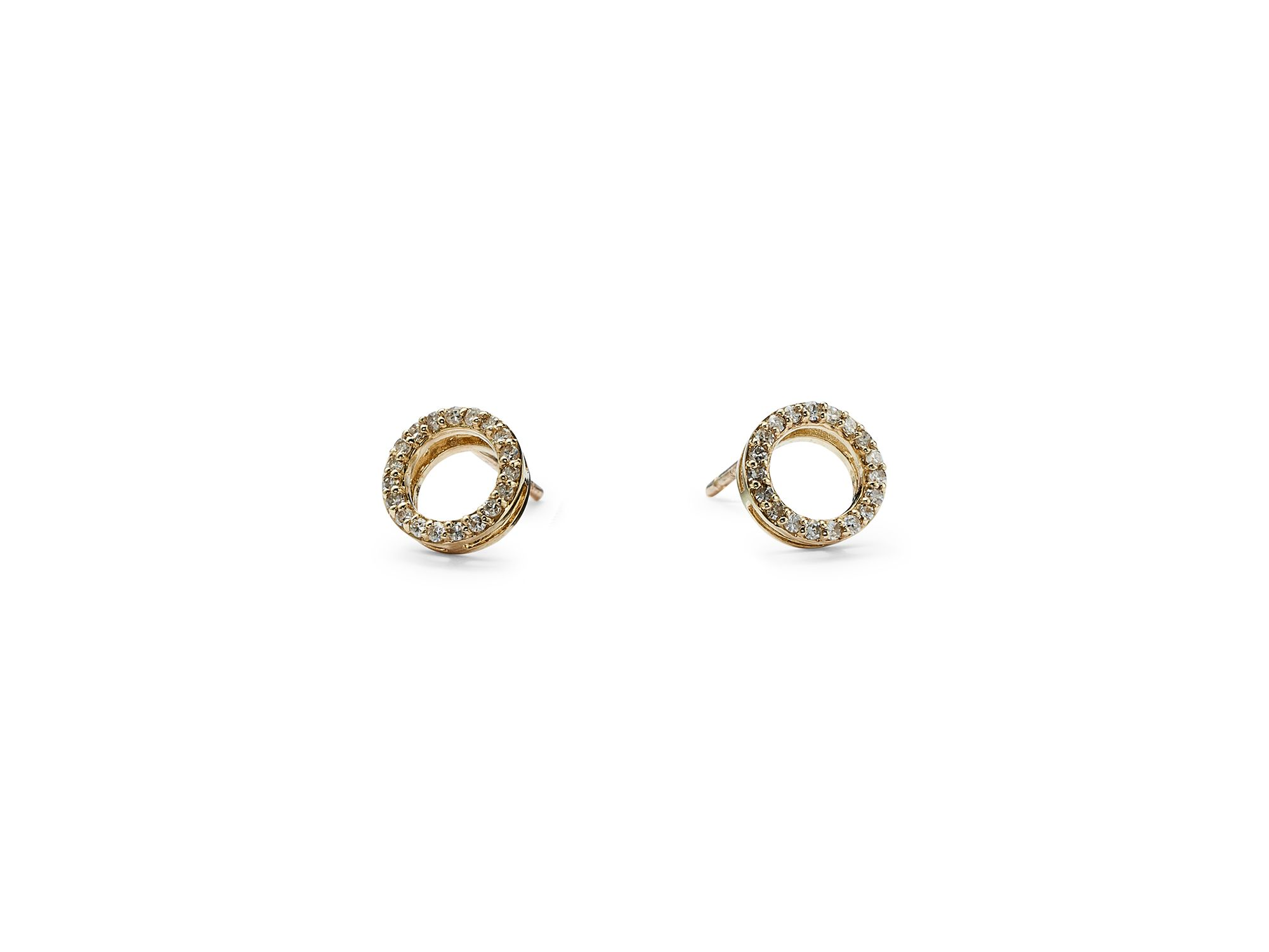 Diamond Circle Stud Earrings in 14K Yellow Gold, .20 tcw — Image 5