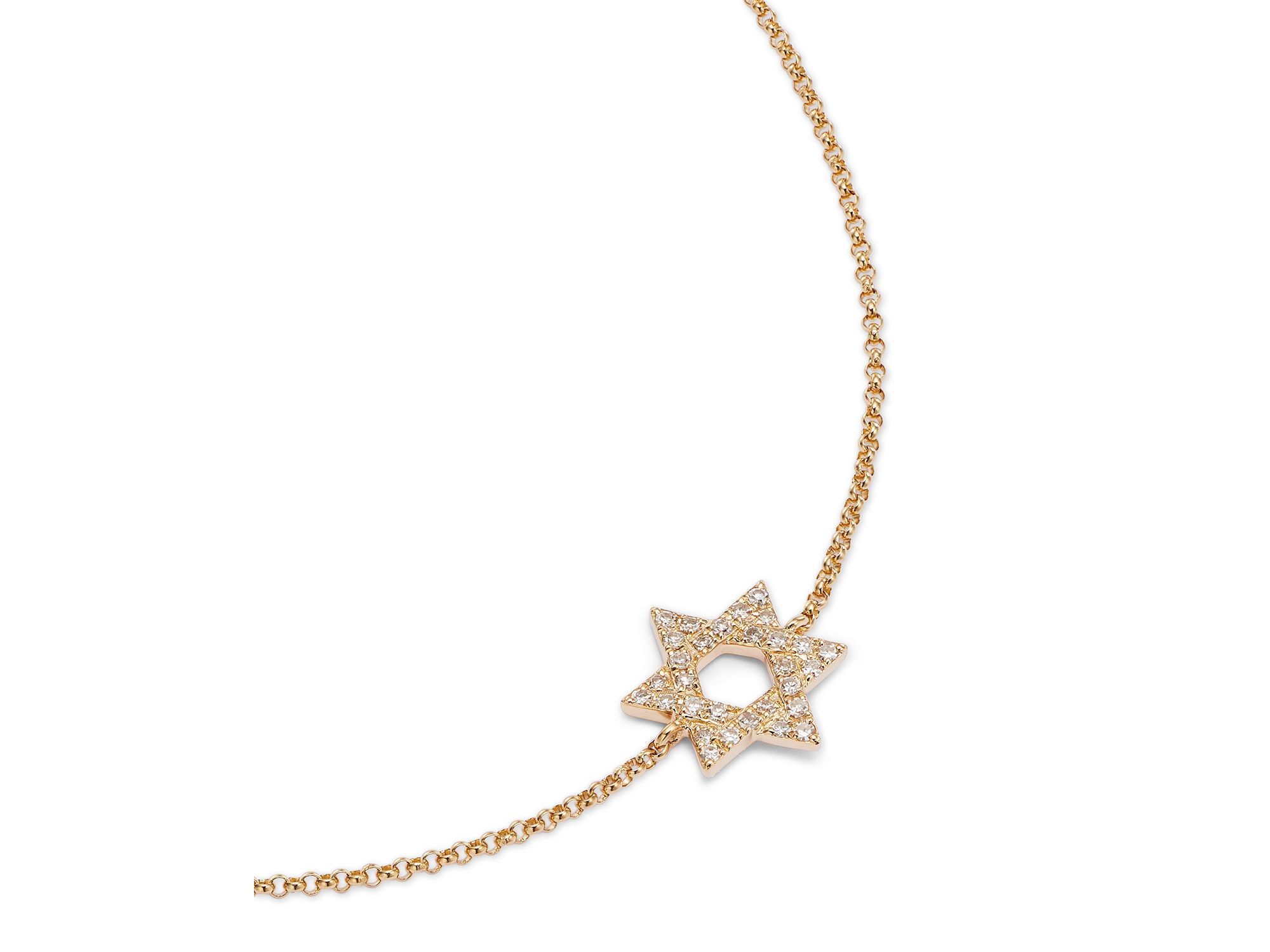 Diamond Star of David Chain Bracelet in 14K Gold, 0.14 tcw — Image 3