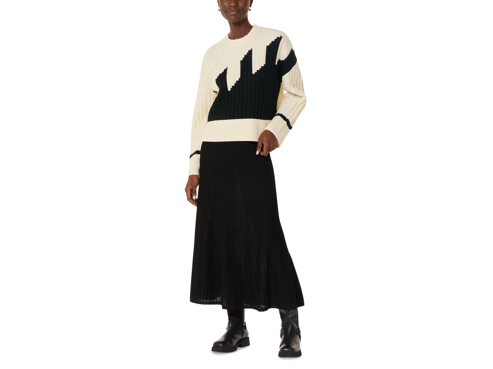 Graphic Intarsia Wool Blend Crewneck Knit Sweater — Image 5