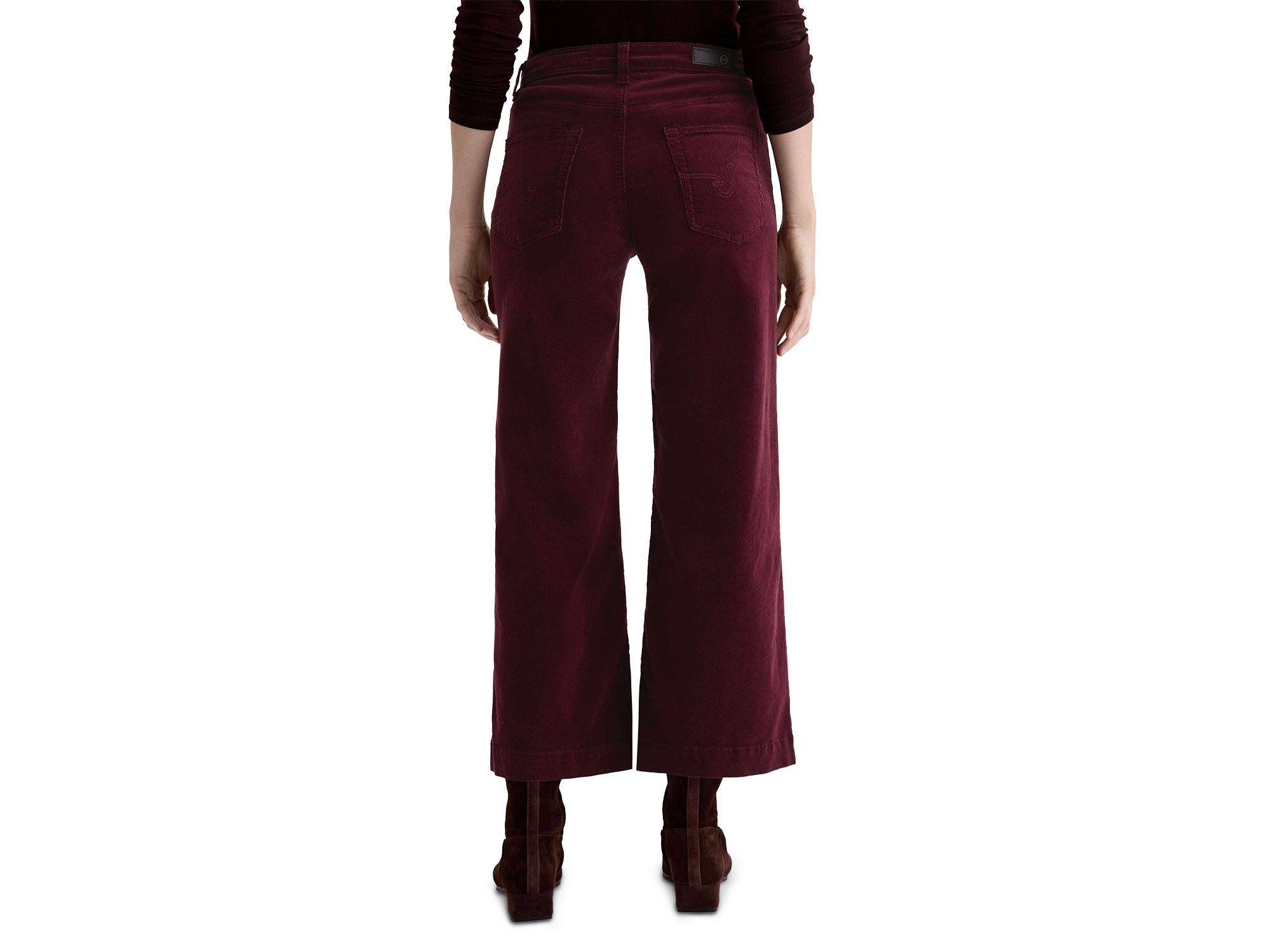 Saige Corduroy Crop Wide Leg Jeans in Winery — Image 3