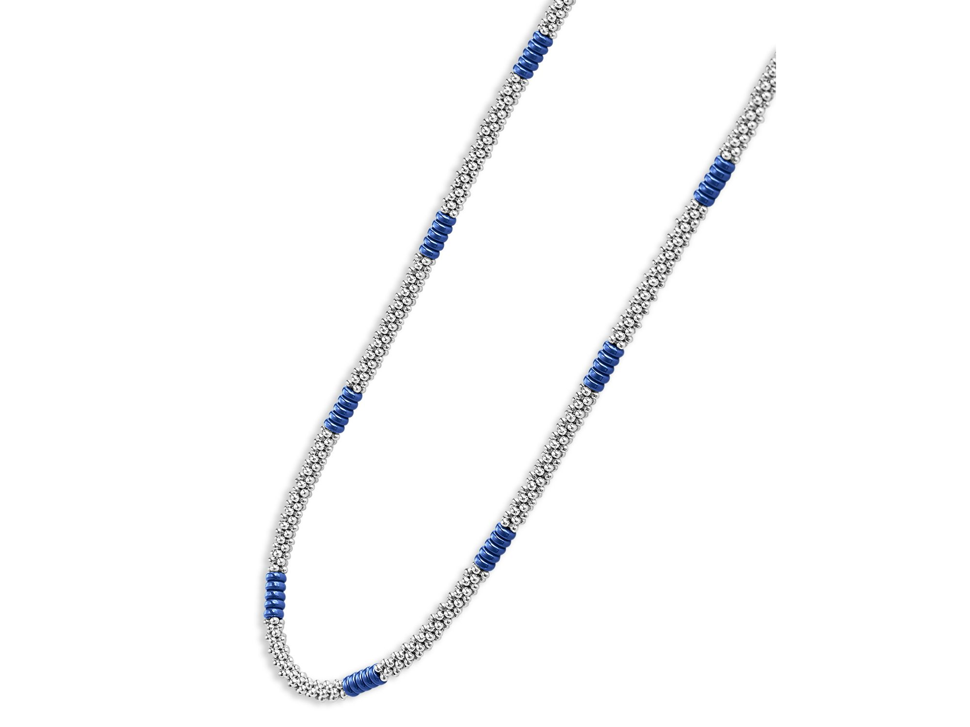 Blue Caviar Silver Station Ceramic Beaded Necklace, 16" — Image 4