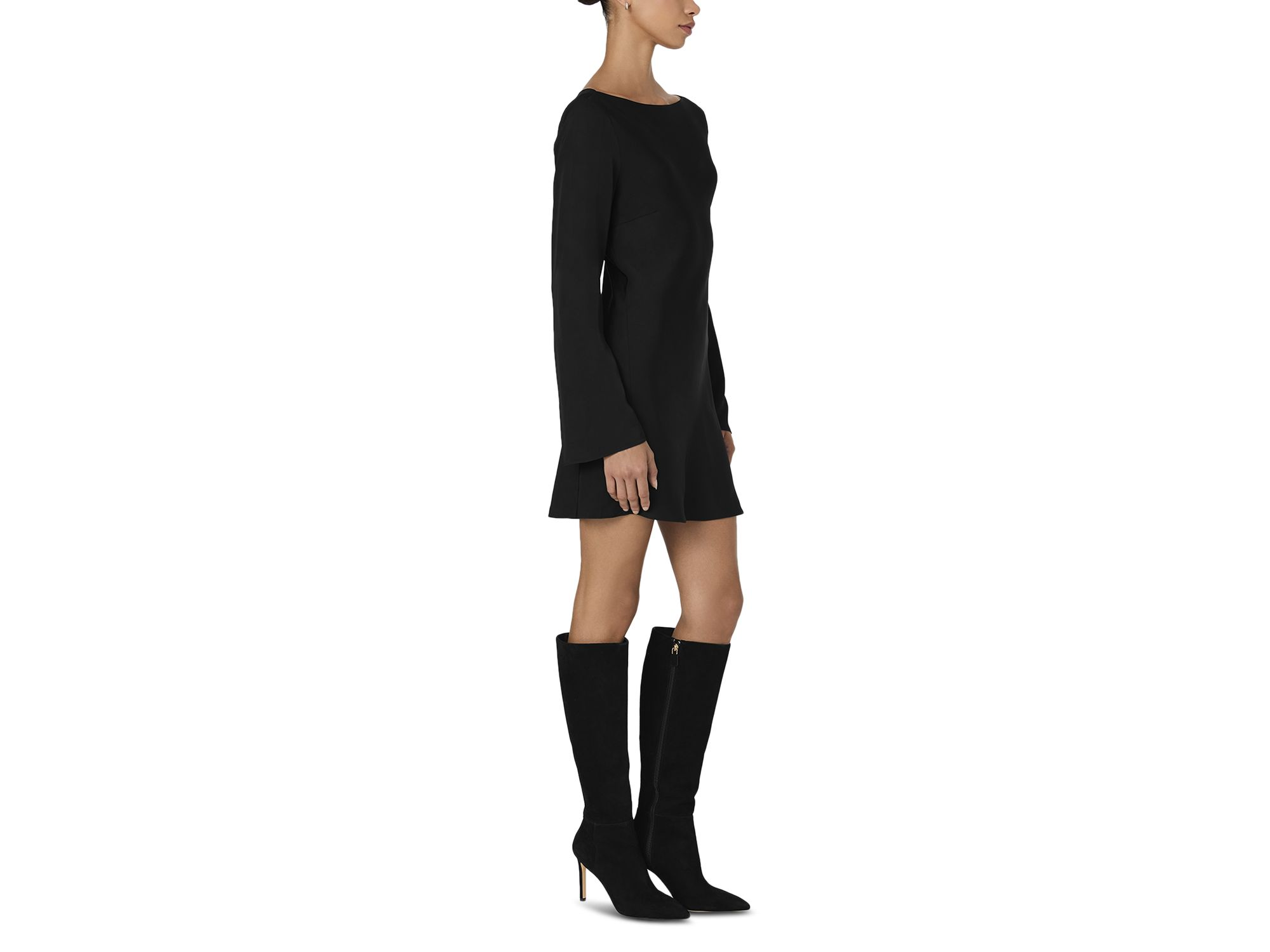 Ennis Satin Bell Sleeve Mini Dress — Image 6
