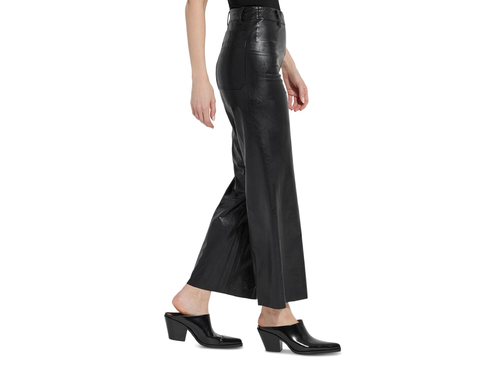 High Waist Wide Leg Faux Leather Pants — Image 5