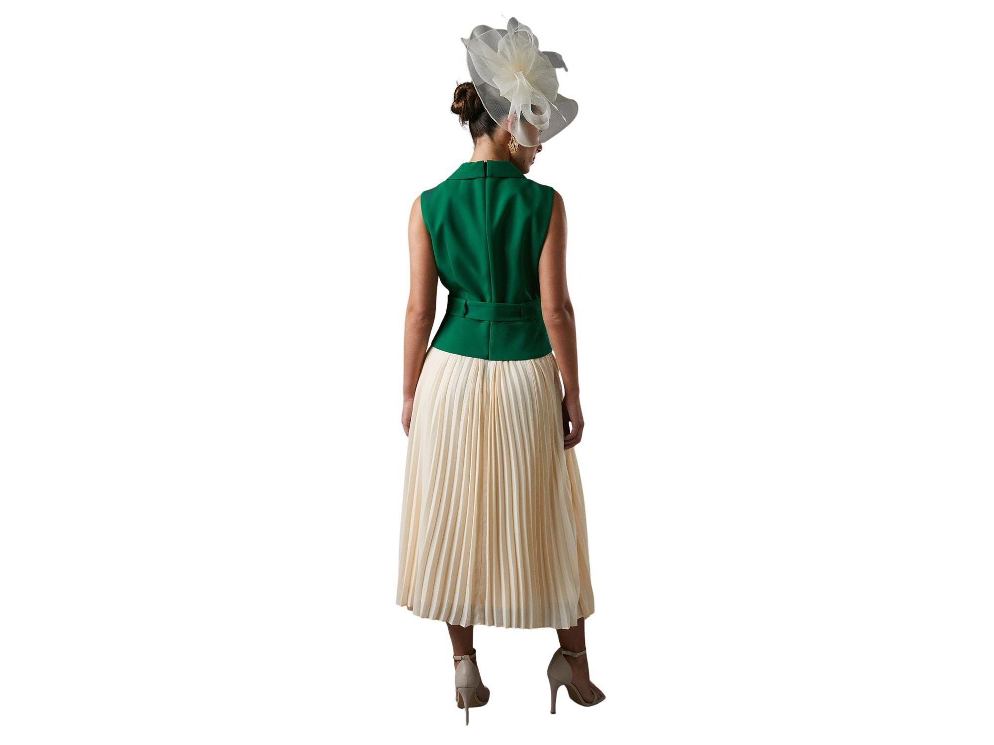 Sleeveless Crepe Pleated Midi Dress — Image 4