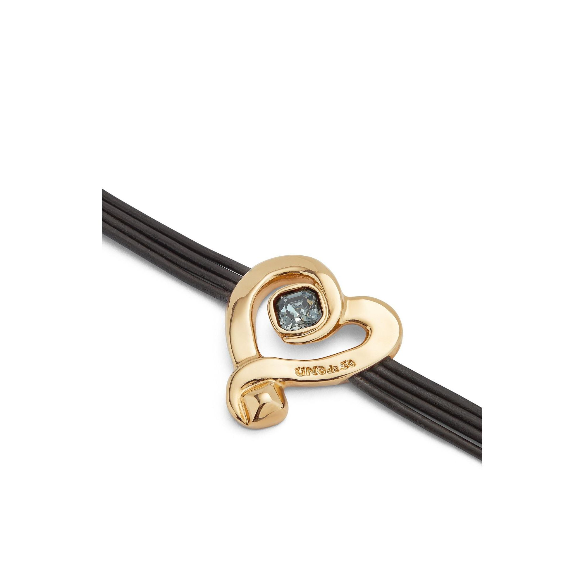 Black Crystal Heart Leather Bracelet — Image 4