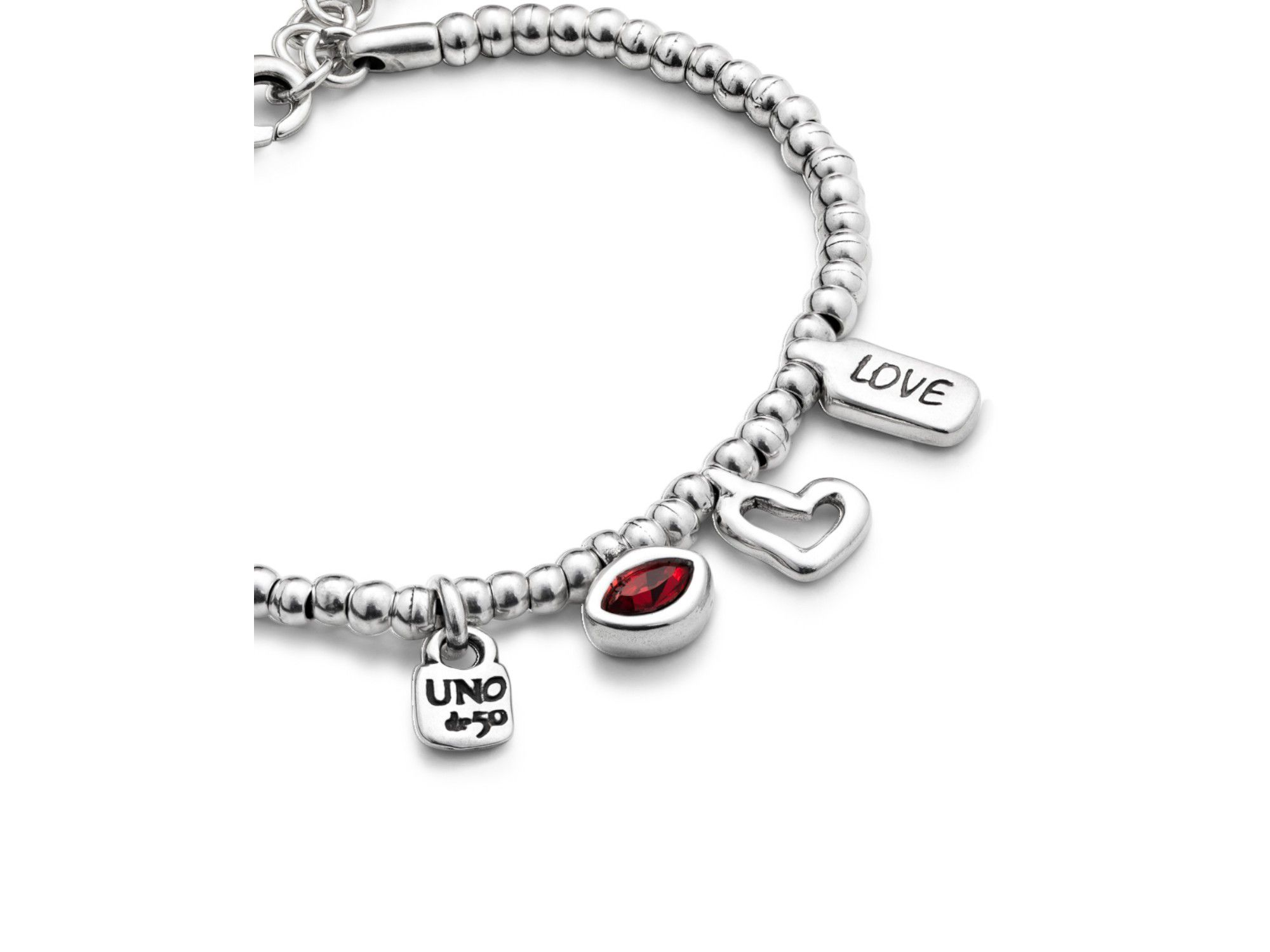 Sterling-Plated Beaded Bracelet With Charms — Image 3
