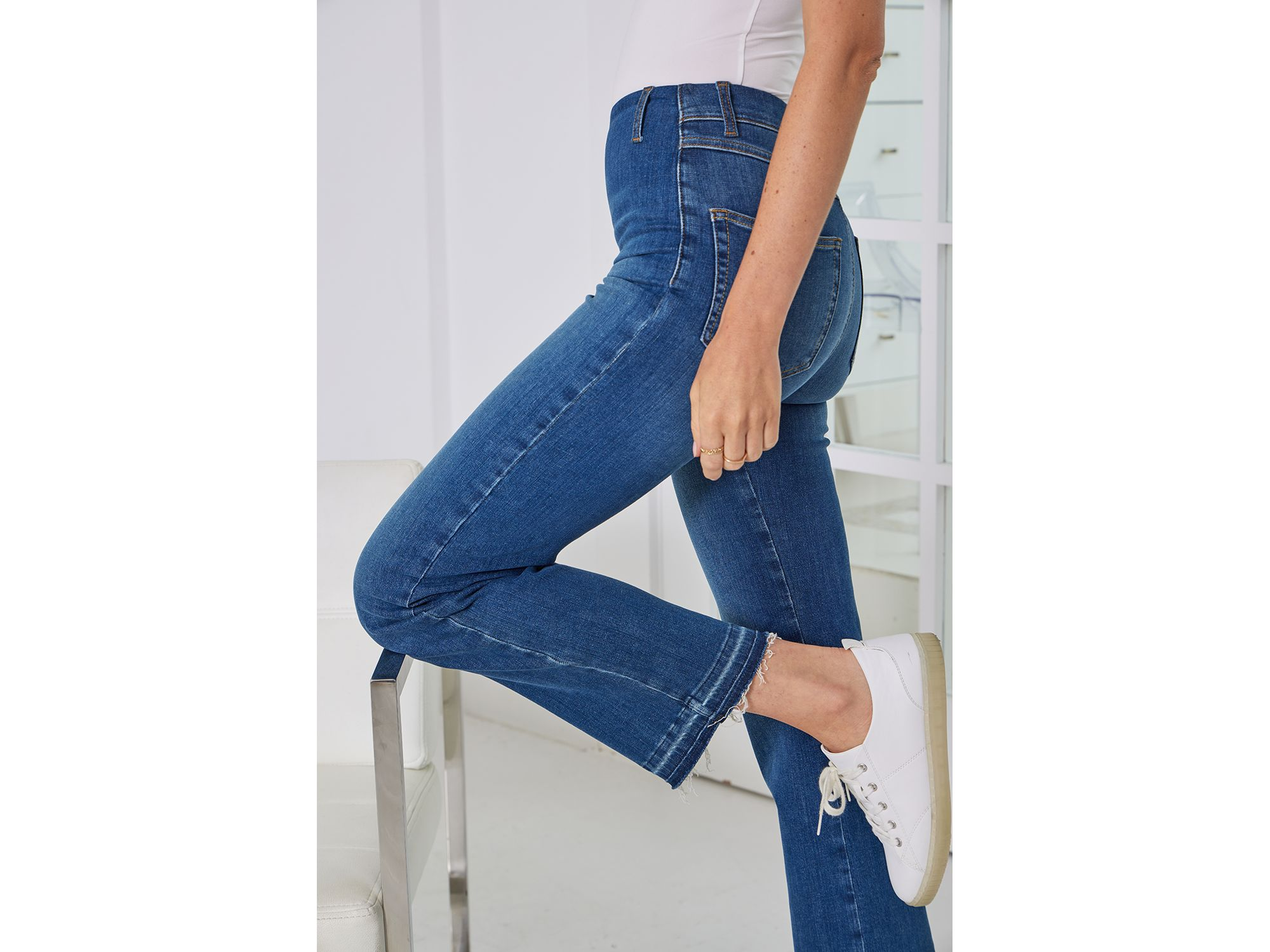 Premium Denim Relaxed High Rise Straight Jeans in Authentic Midwash — Image 5
