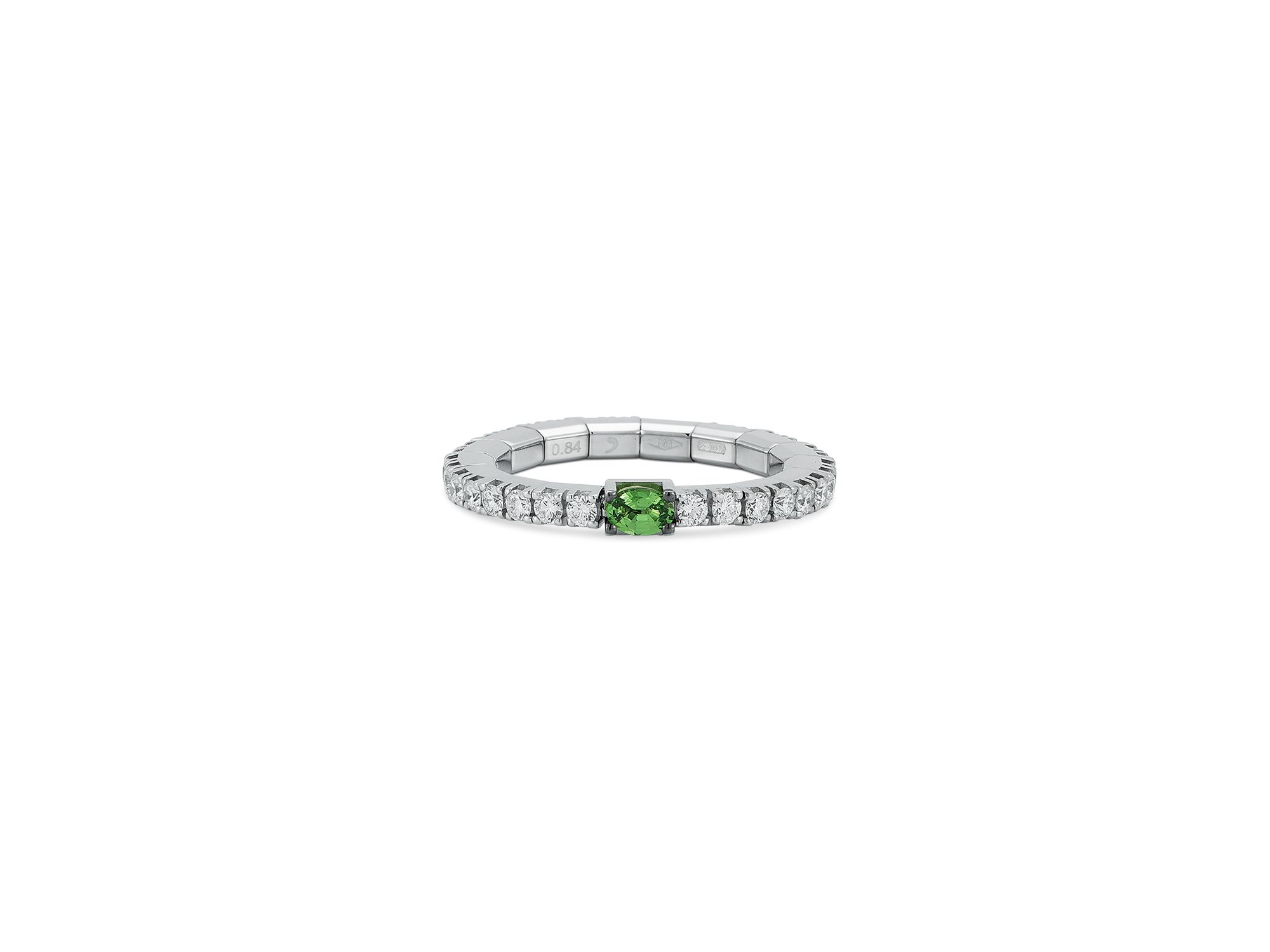 18K White Gold Extensible by Demeglio Tsavorite & Diamond Stretch Band - Image 1