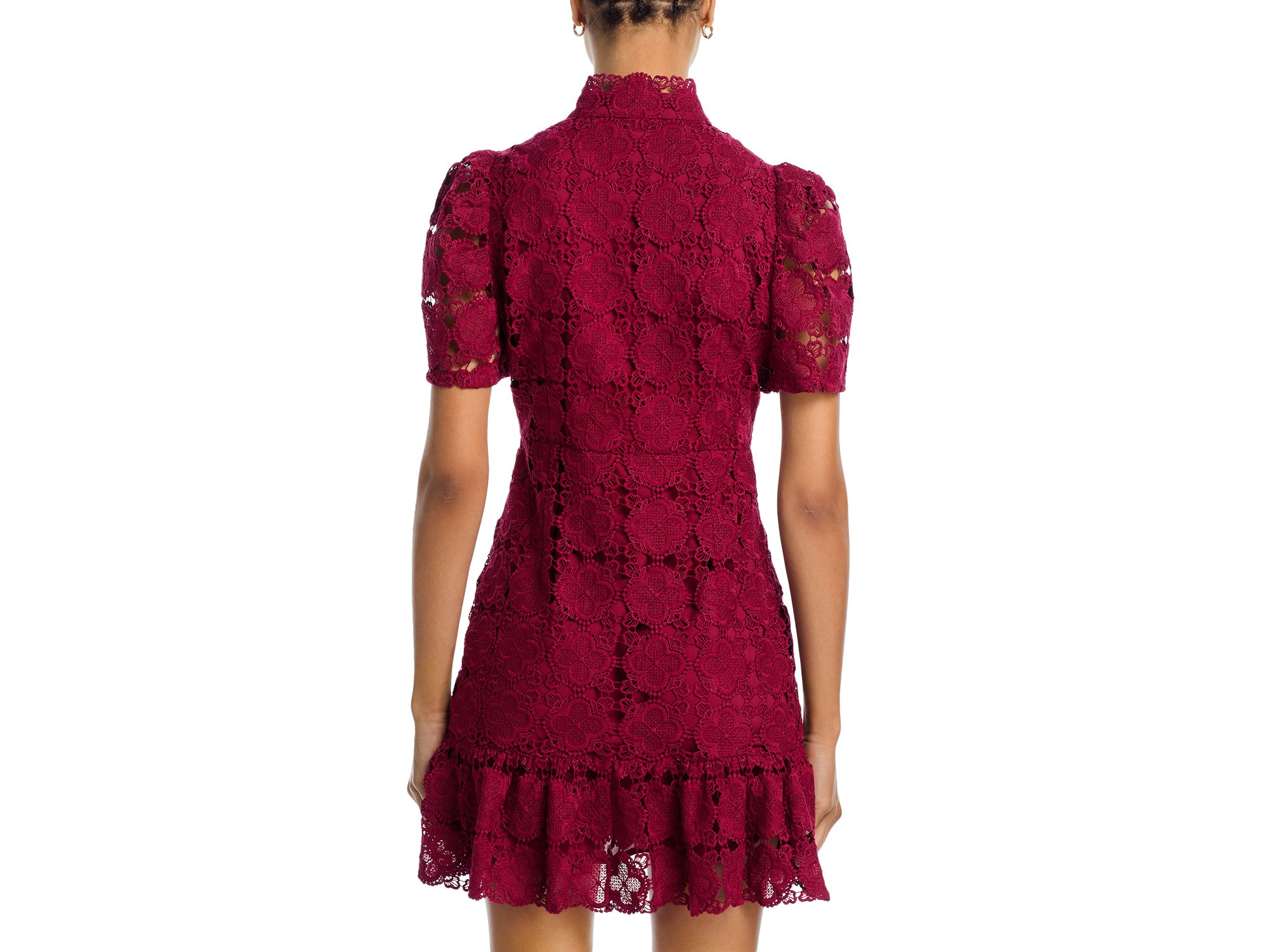 Floral Lace Mock Neck Mini Dress -Exclusive — Image 3