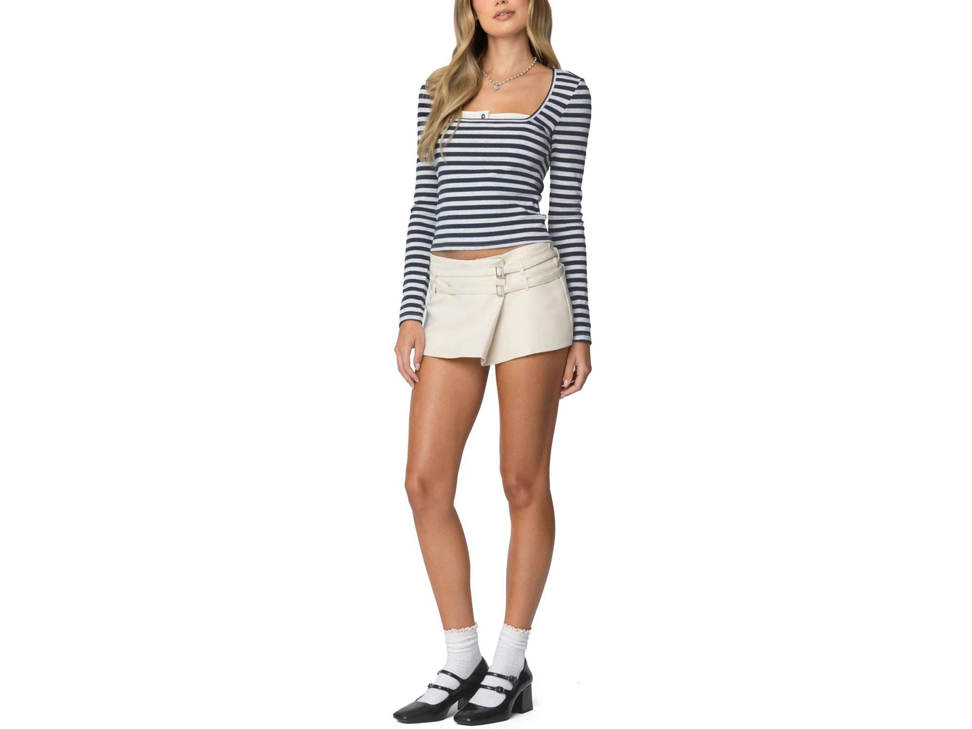 Buttoned Up Layered Striped Top — Image 3