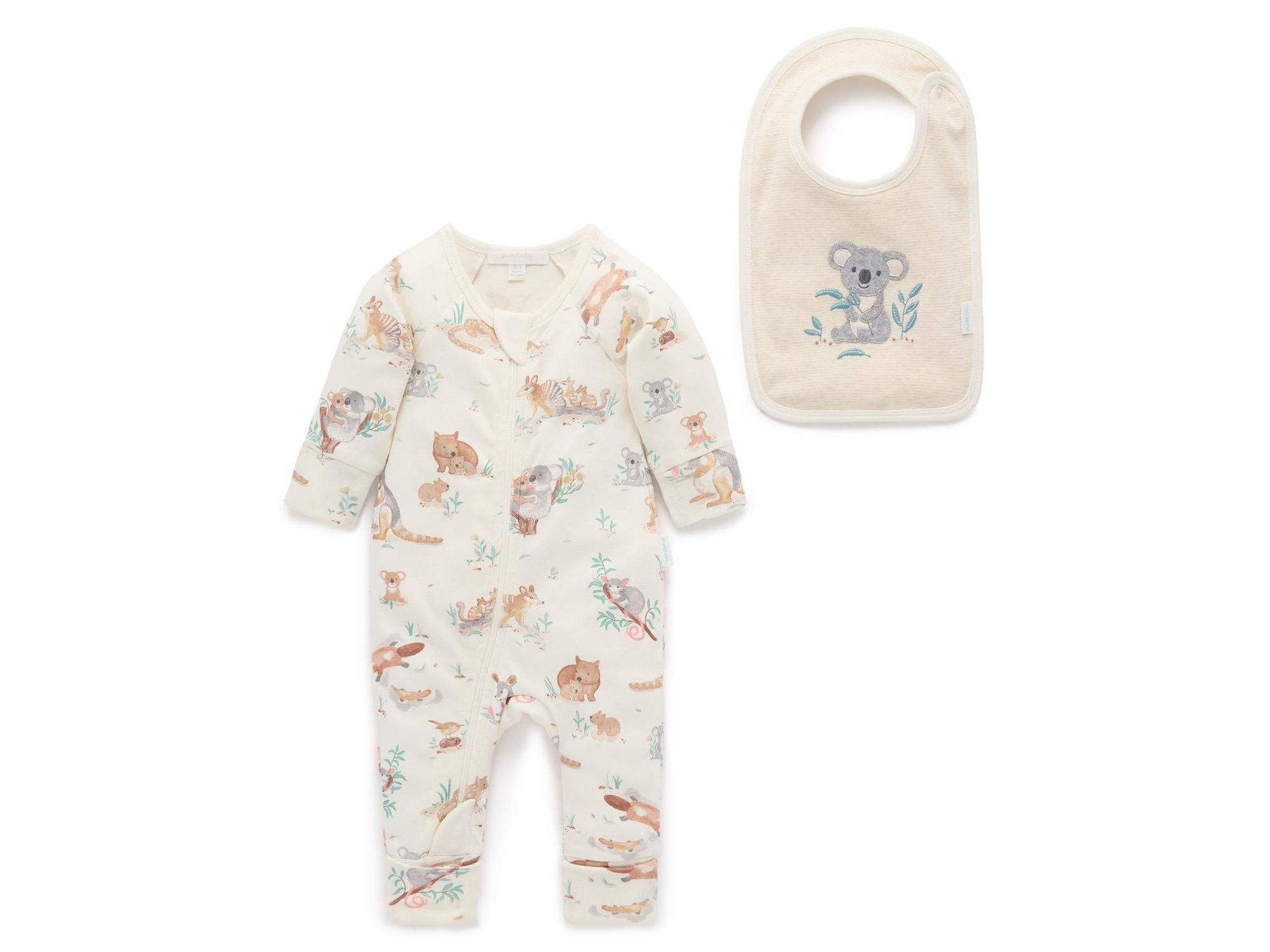 Boys' Australiana Animals Zip Romper & Bib Set - Baby - Image 1