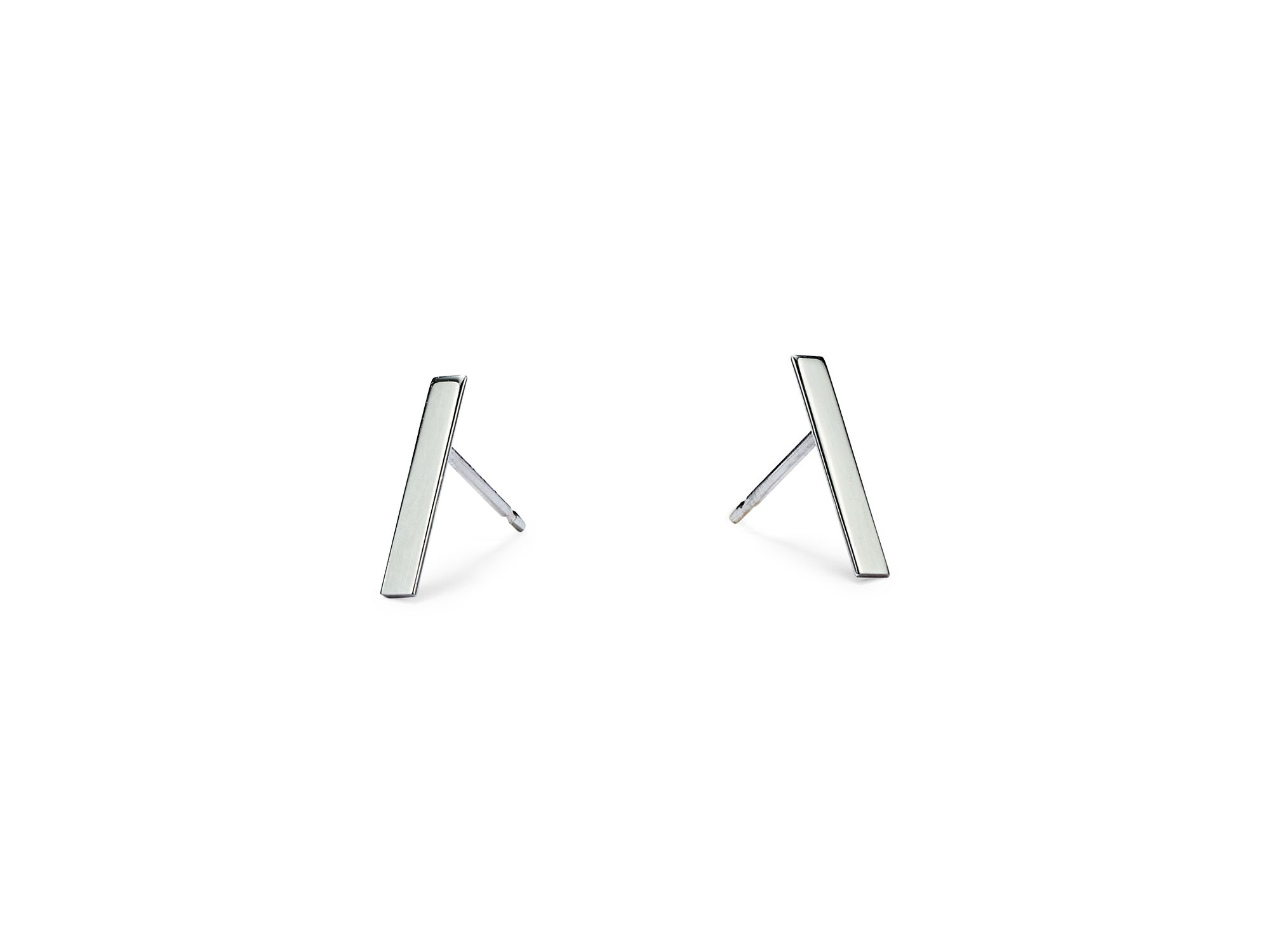 Bar Stud Earrings in 14K White Gold — Image 4