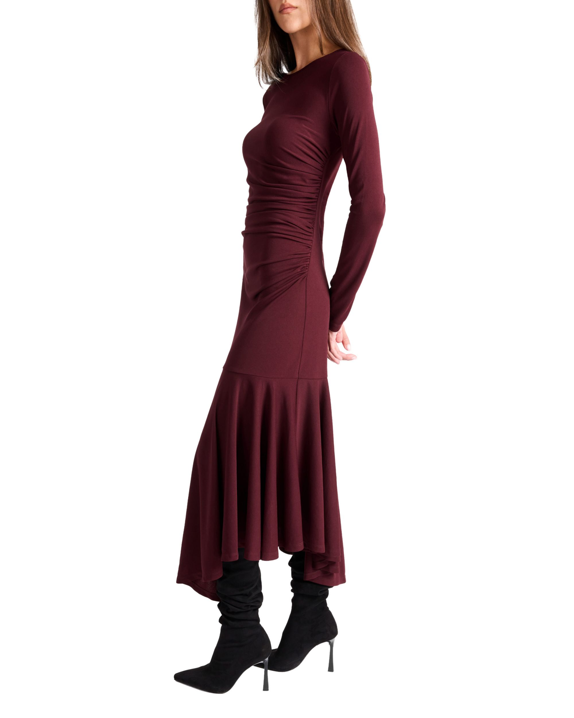 Abigail Long Sleeve Hi Lo Dress with Side Ruching in Fluid Jersey — Image 6