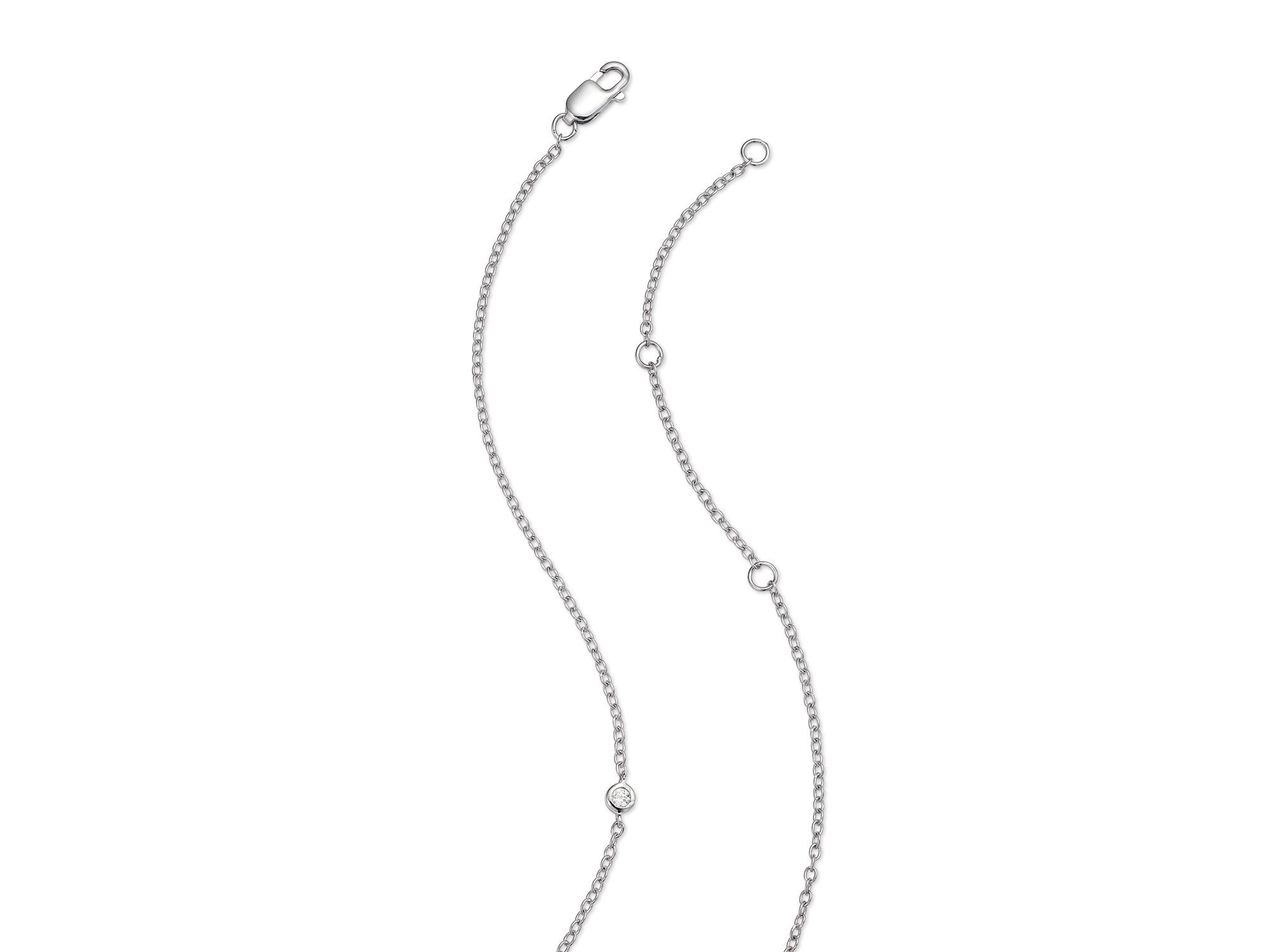 Diamond Baguette & Round Mosaic Pendant Necklace in 14K White Gold, 0.60 tcw — Image 4