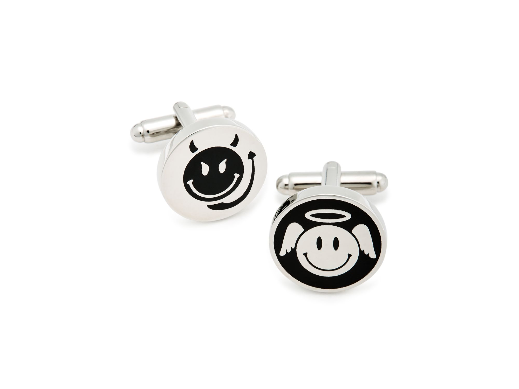 Angel & Devil Smiley Face Cufflinks - Image 1