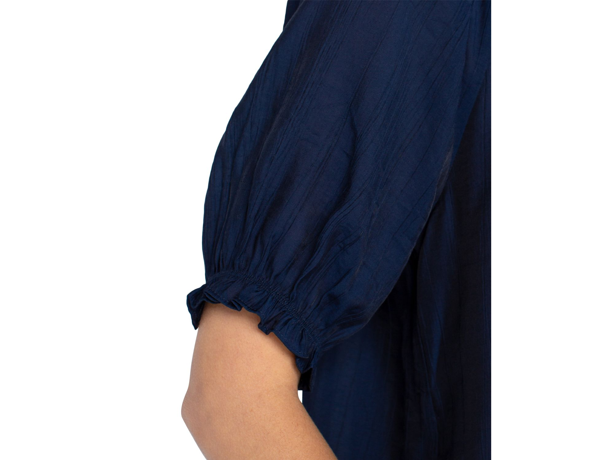 Short Sleeve Half Placket Woven Blouse — Image 3