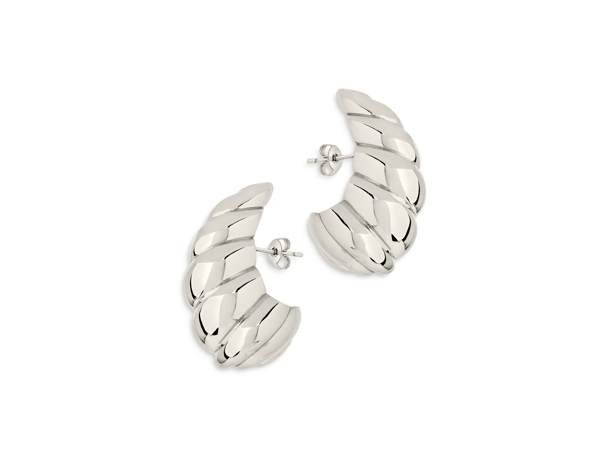 Bobine Statement Earrings in Rhodium Plated — Image 3