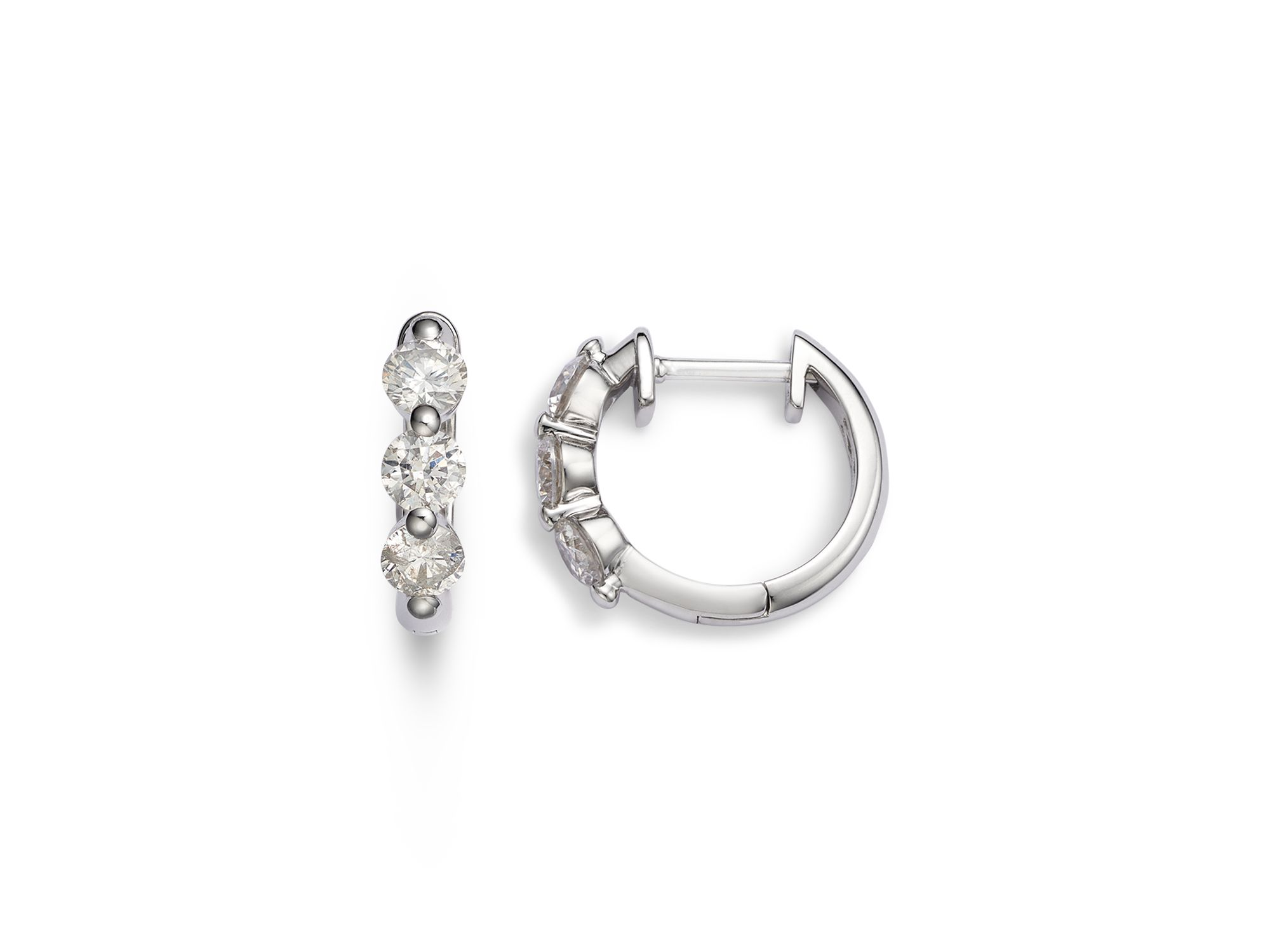 Diamond Hoop Earrings in 14K White Gold, 0.5-1.5 tcw — Image 9