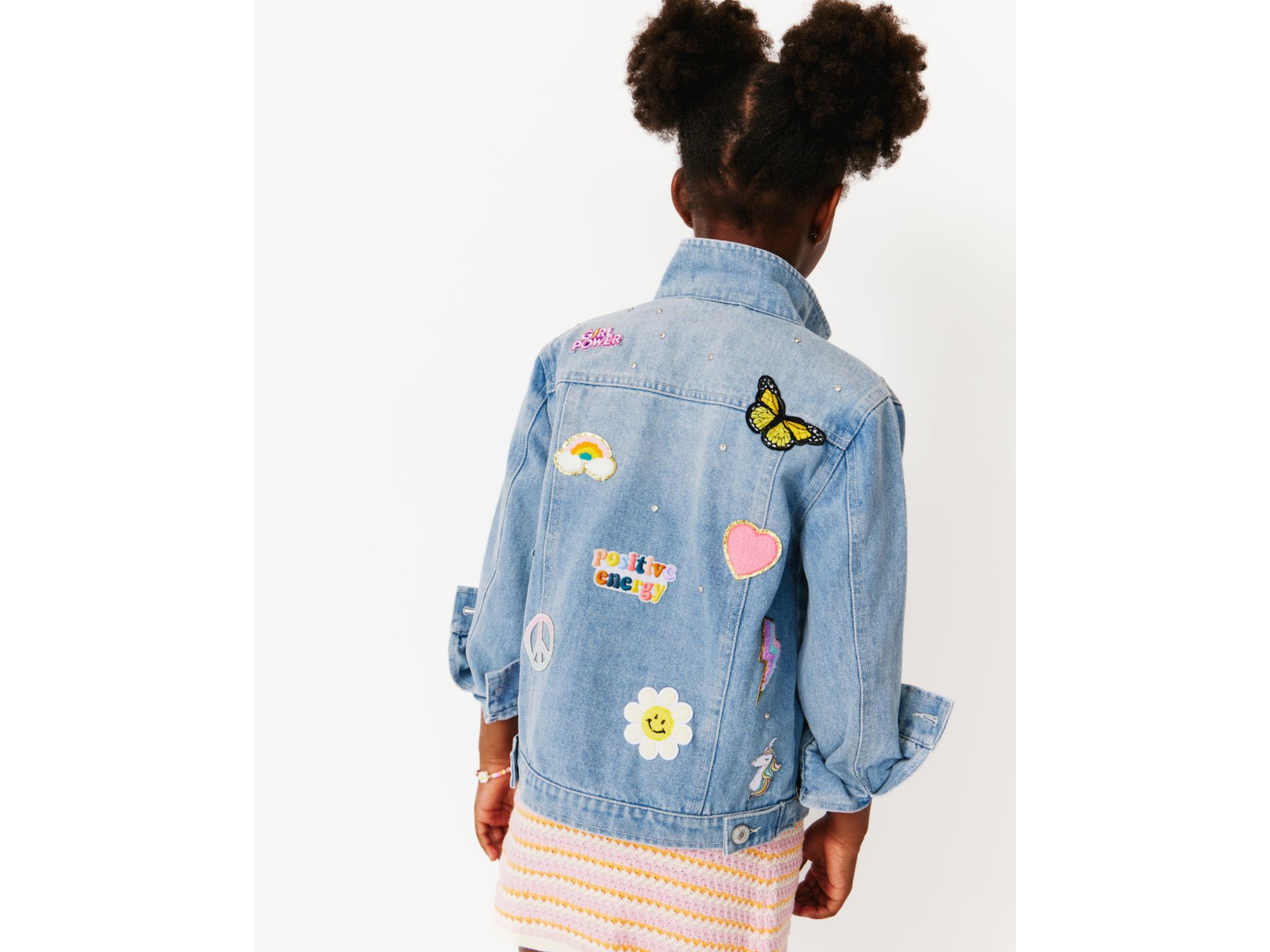 Girls' Jeweled Patched Denim Jacket, Little Kid, Big Kid — Image 5