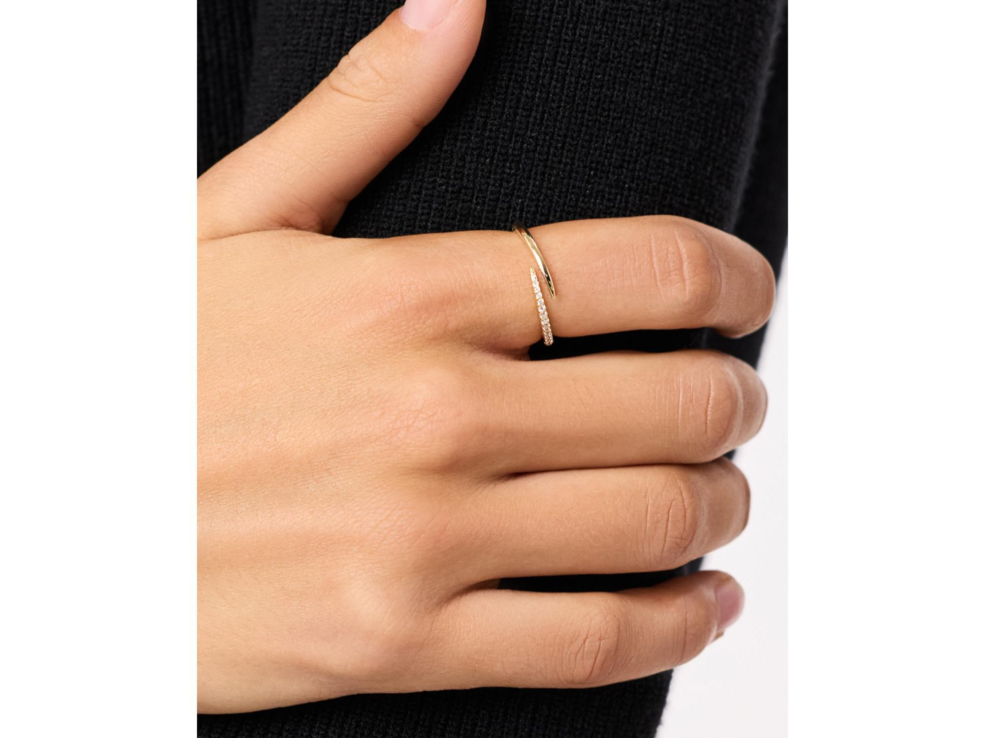 Gold Lab-Grown Diamond Bypass Band Ring — Image 3