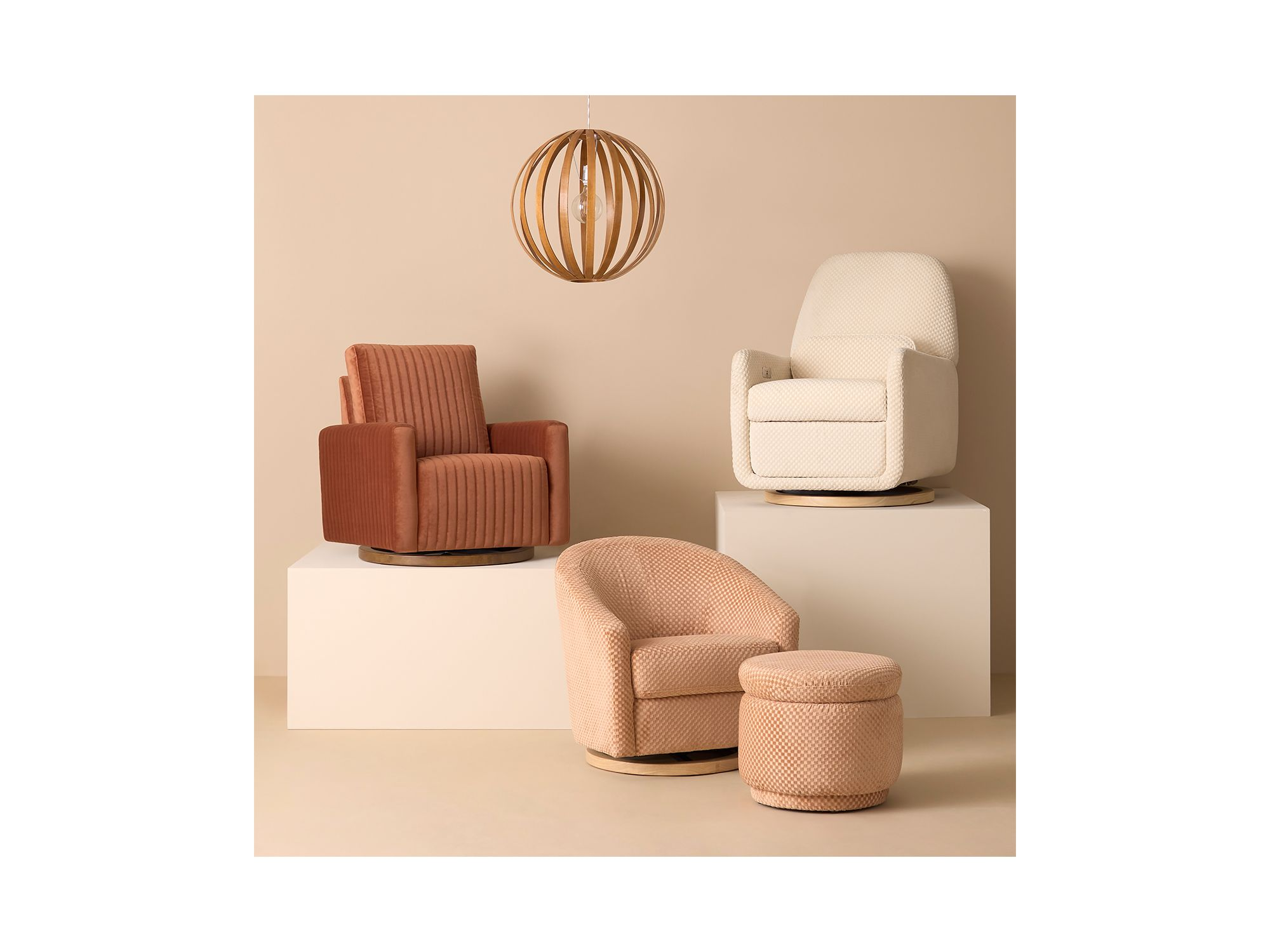 Poe Velvet Channeled Swivel Glider — Image 7