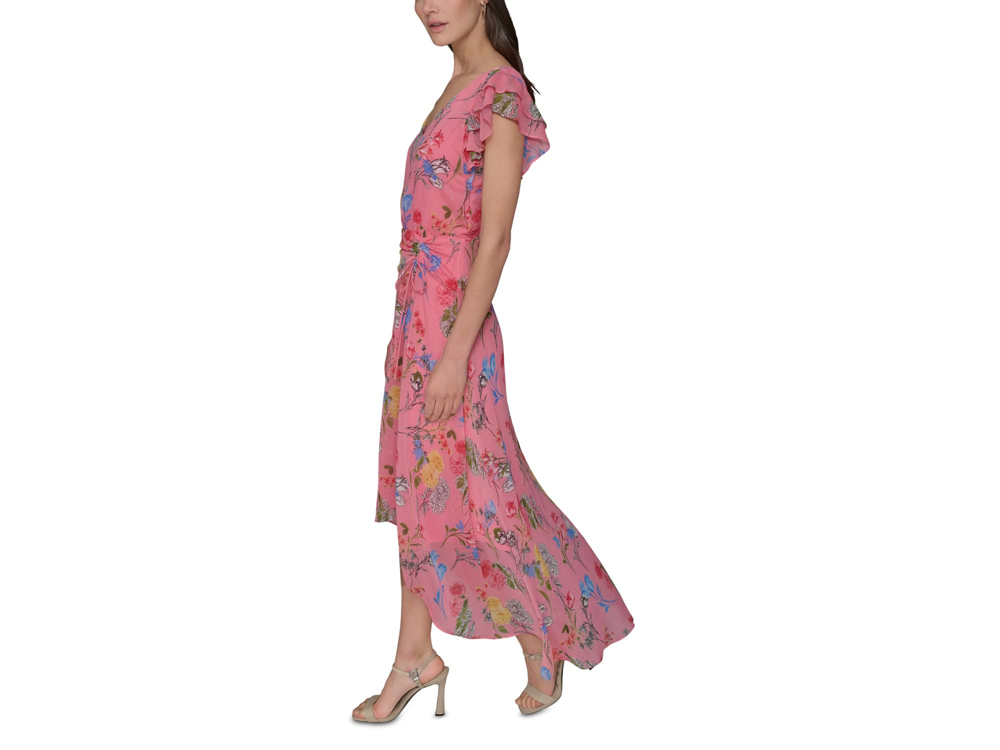Floral High Low Flutter Sleeve Dress — Image 5