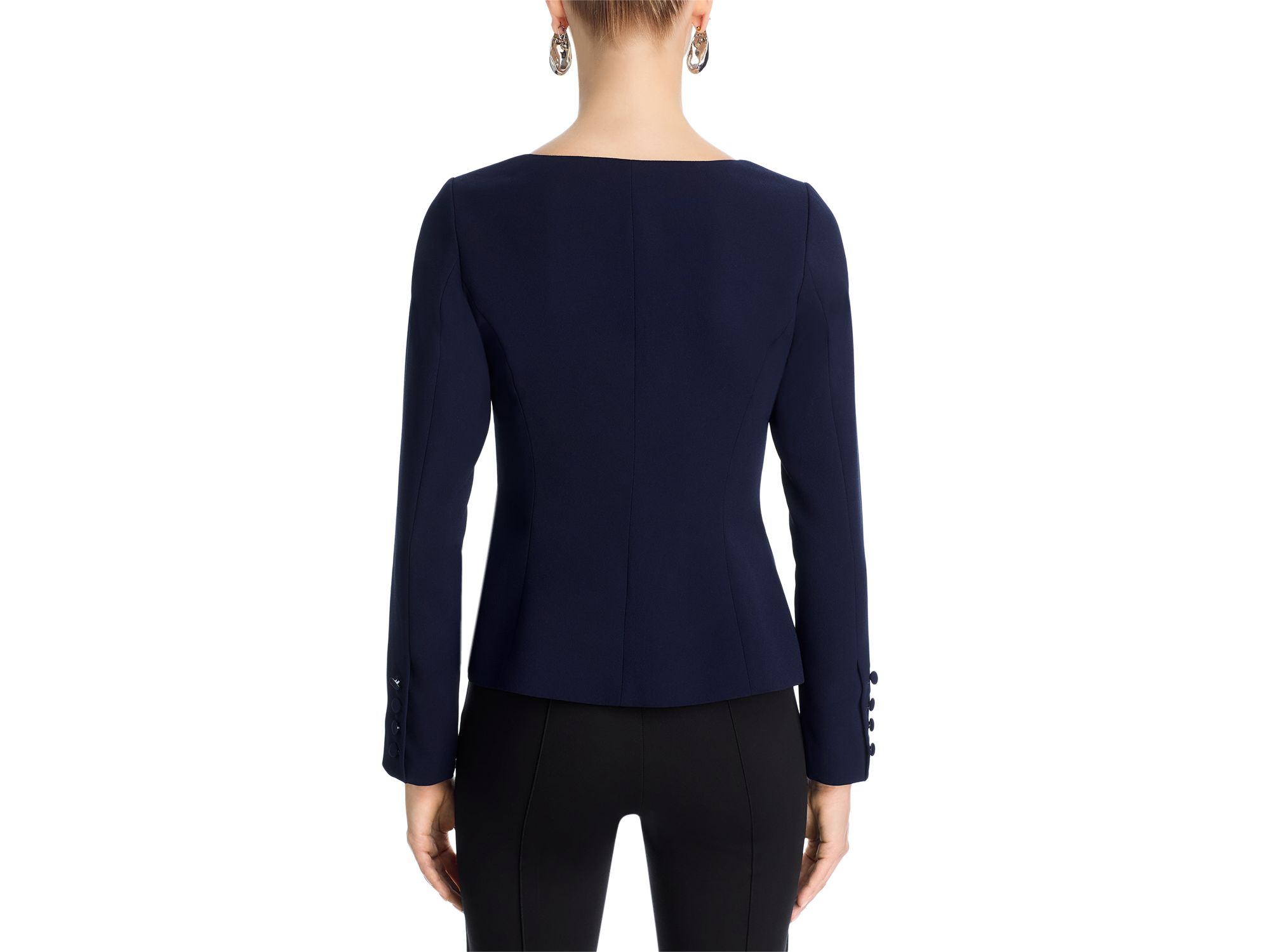 Scoop Neck Button Front Blazer - Exclusive — Image 3