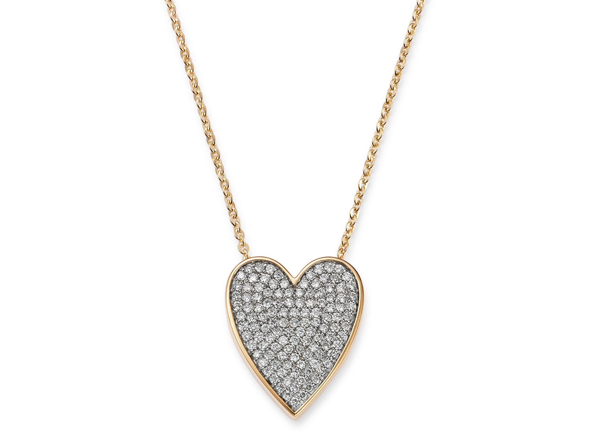Pavé Diamond Heart Pendant Necklace in 14K Yellow Gold, 0.50 tcw — Image 3
