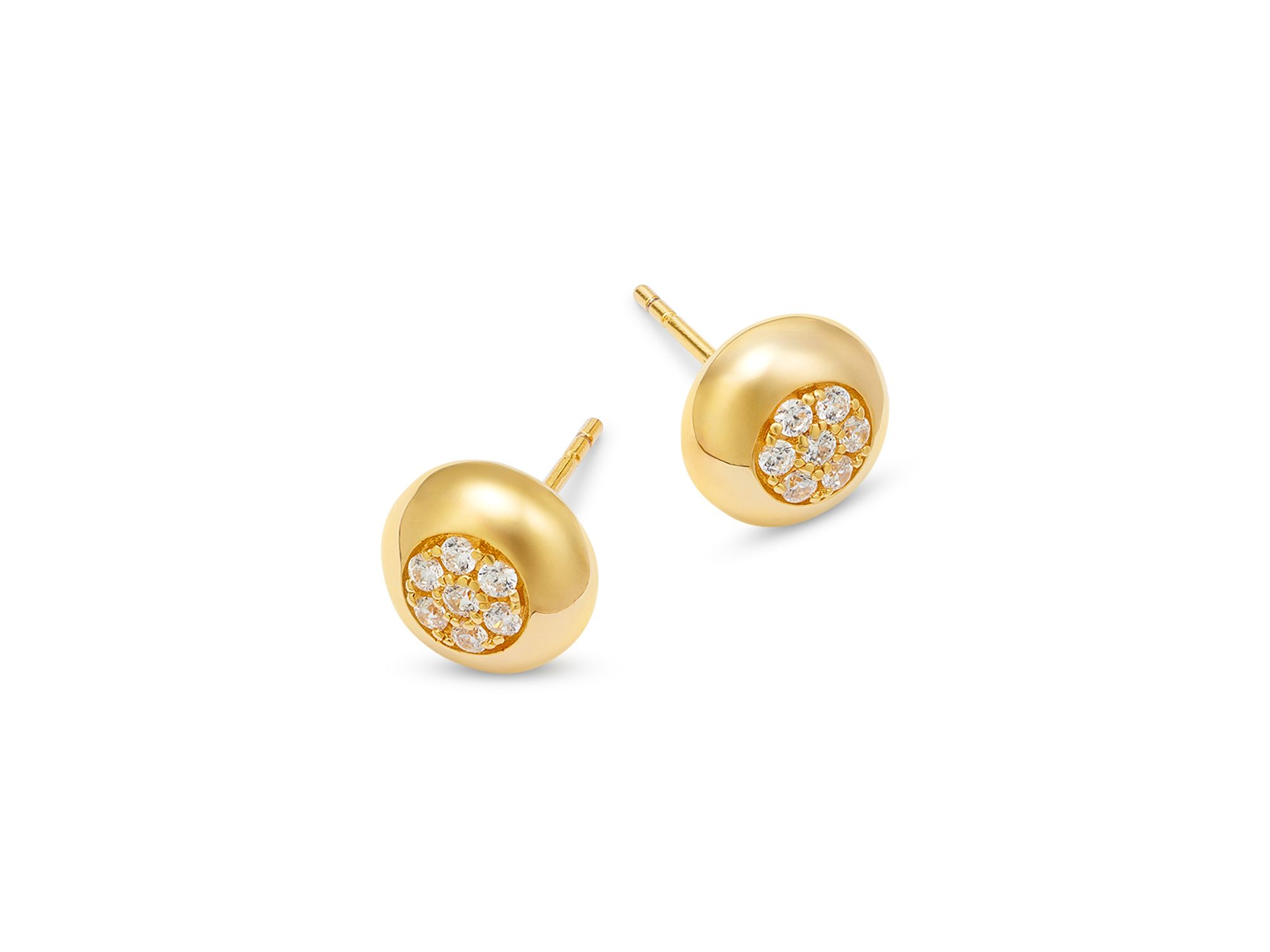 Diamond Pave Stud Earrings in 14K Yellow Gold, 0.25 tcw — Image 3