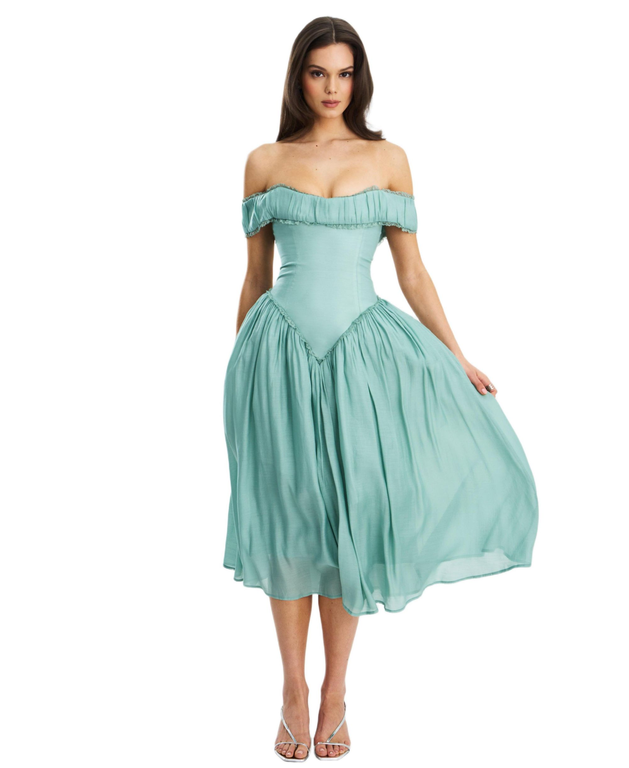 Xavy Rayon Off Shoulder Corset Midi Dress — Image 5
