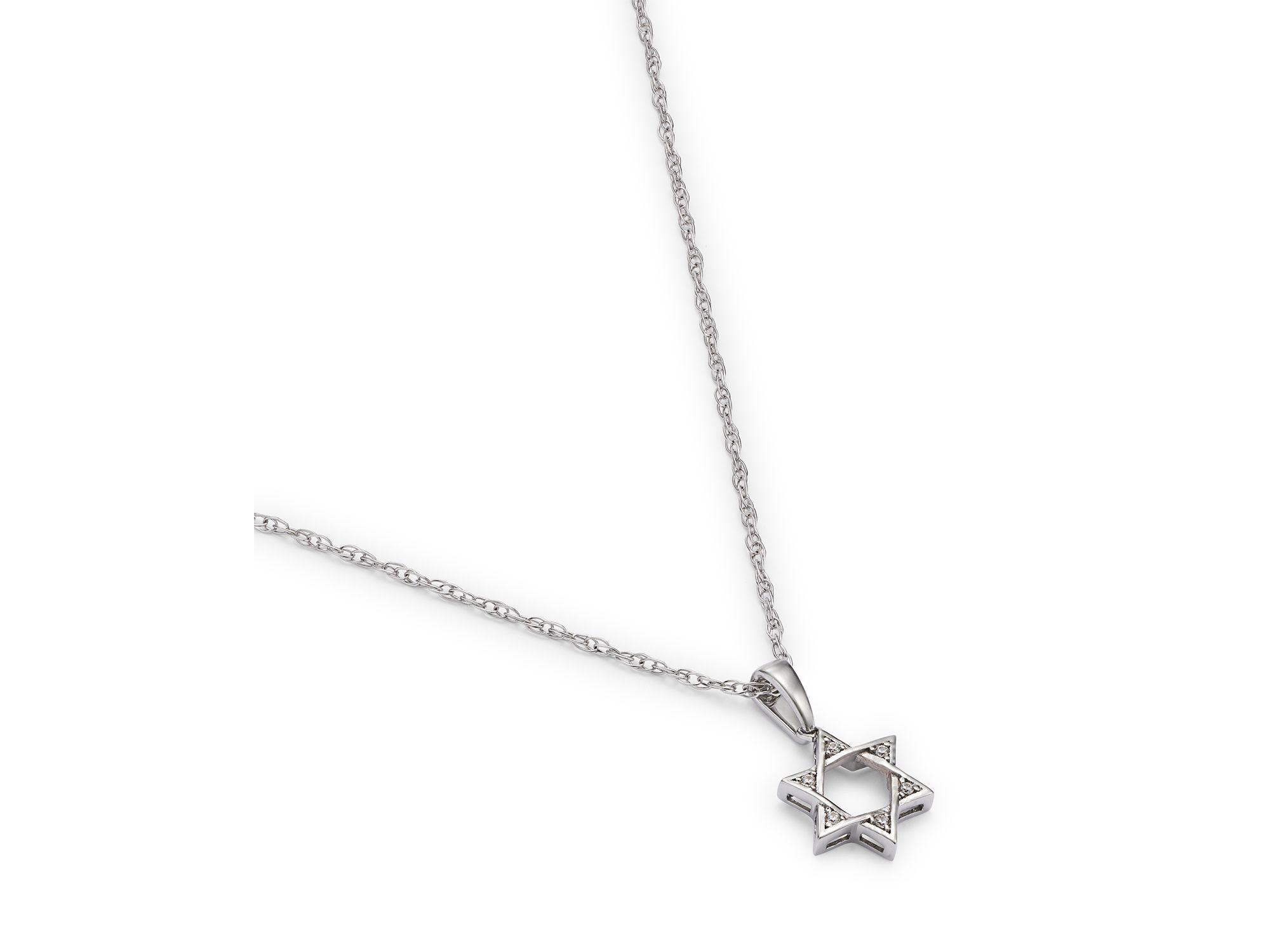 Diamond Accent Star of David Pendant Necklace in 14K White Gold, 18" — Image 3