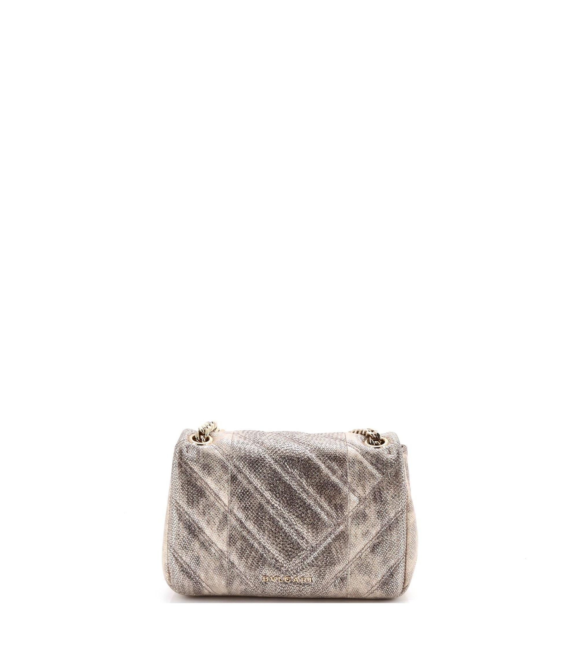 Small Serpenti Cabochon Shoulder Bag Diagonal Quilted Metallic Karung — Image 4