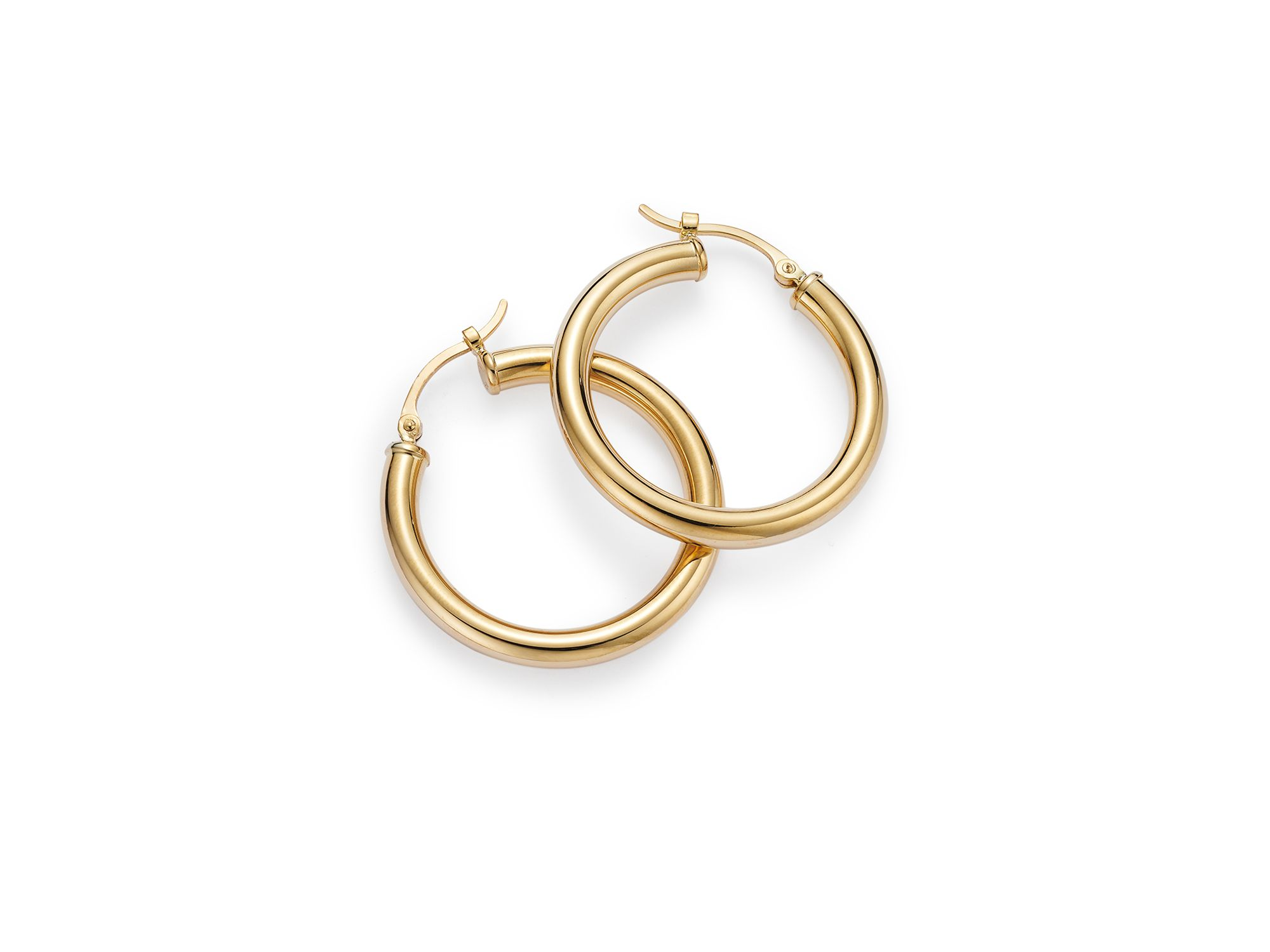 14K Yellow Gold Tube Hoop Earrings — Image 4