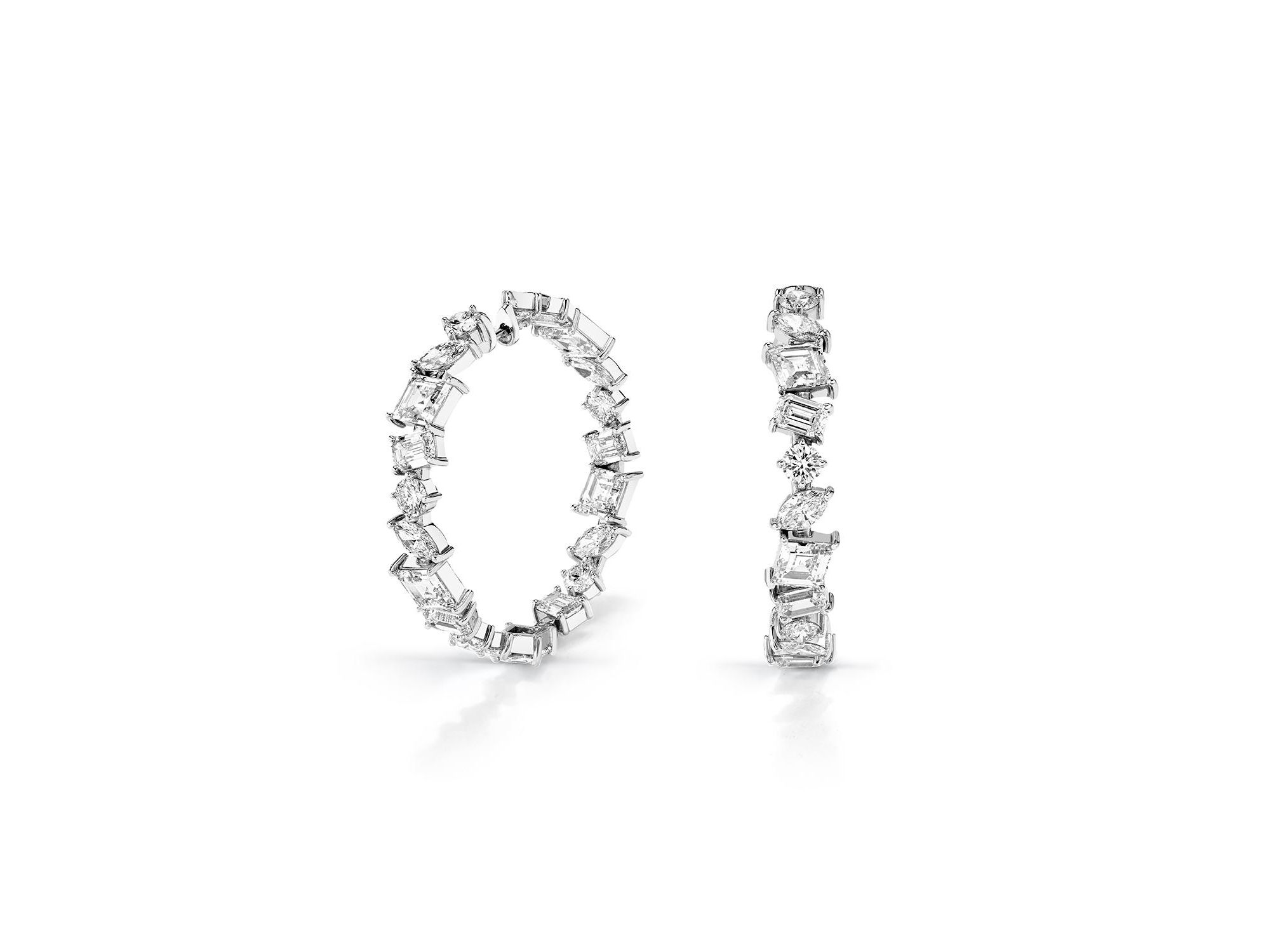 Illuminate Hoops in 14K White Gold, 18.3ctw Mixed Shaped Lab Grown Diamonds — Image 7