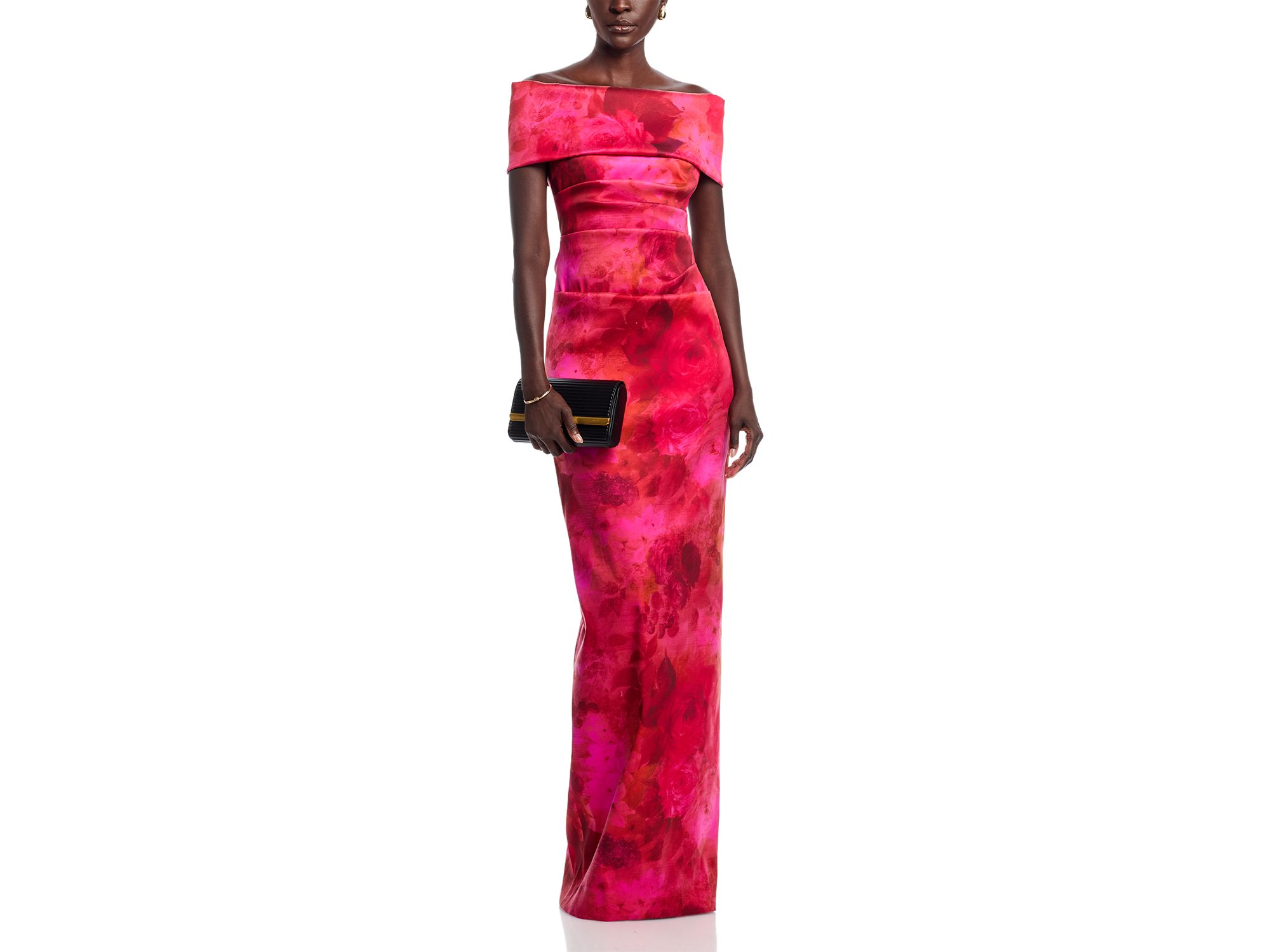 Off The Shoulder Floral Mikado Gown — Image 3