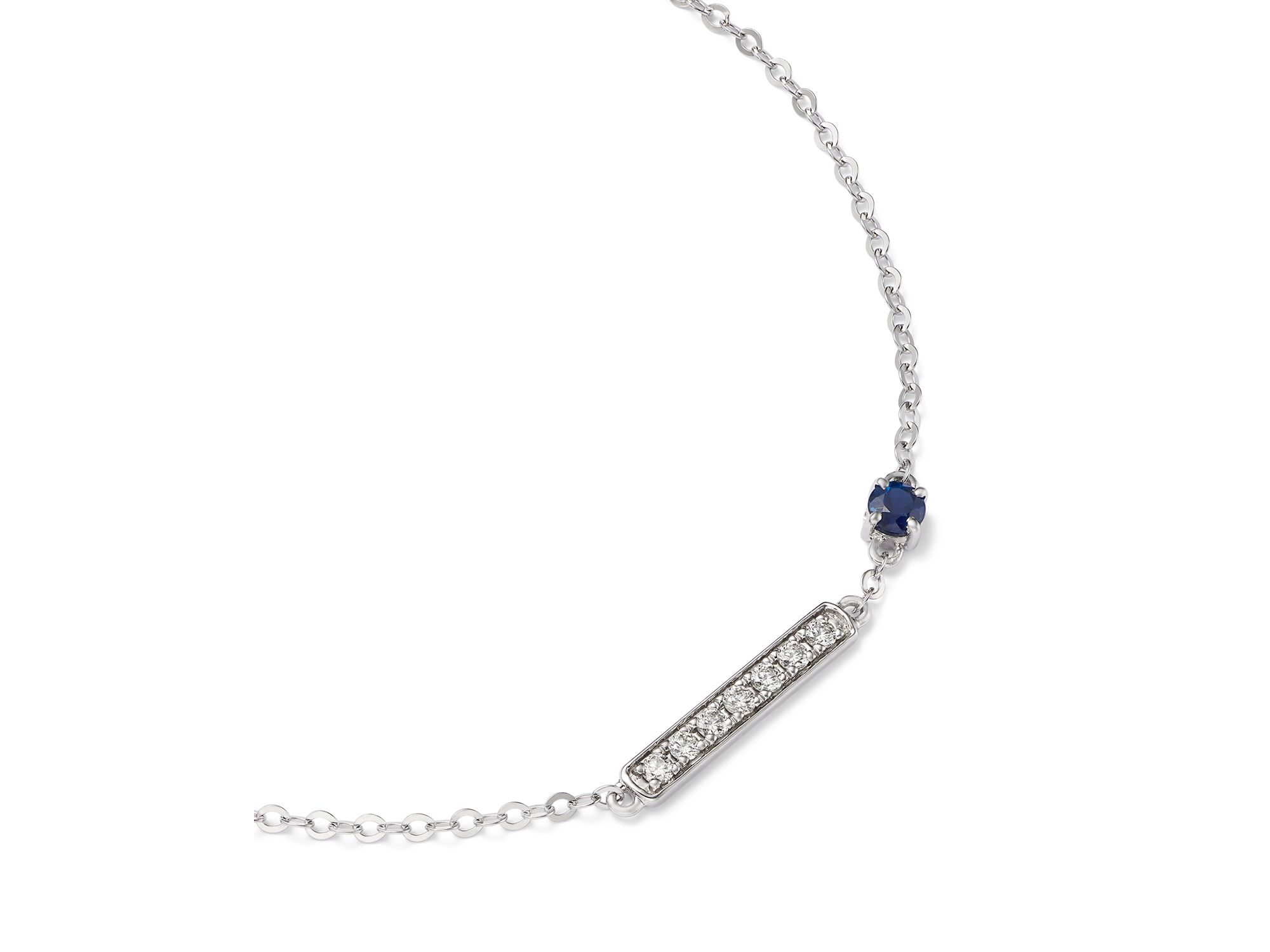 Sapphire & Diamond Bracelet in 14K White Gold — Image 3