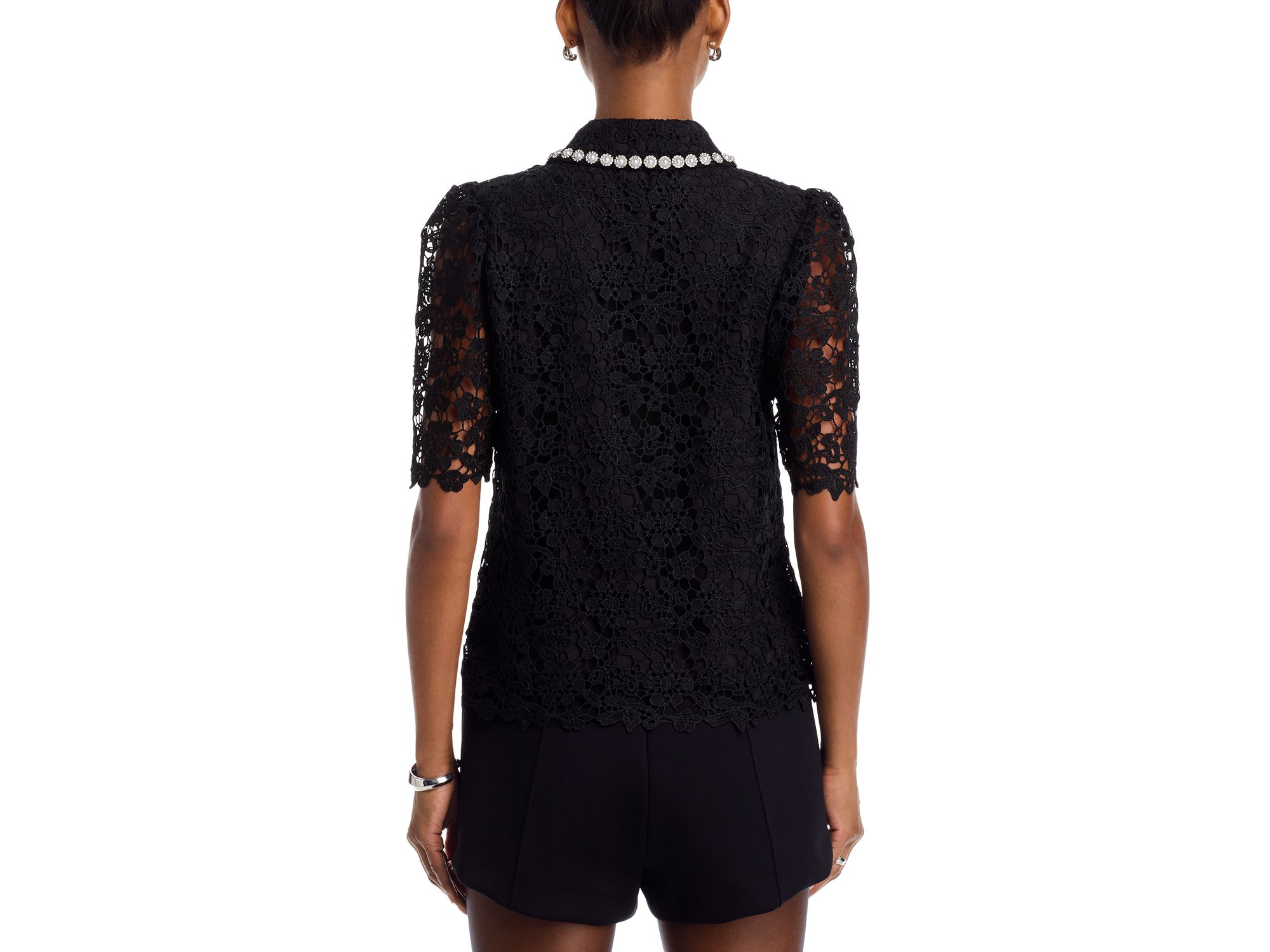 Embellished Collar Lace Top - Exclusive — Image 3