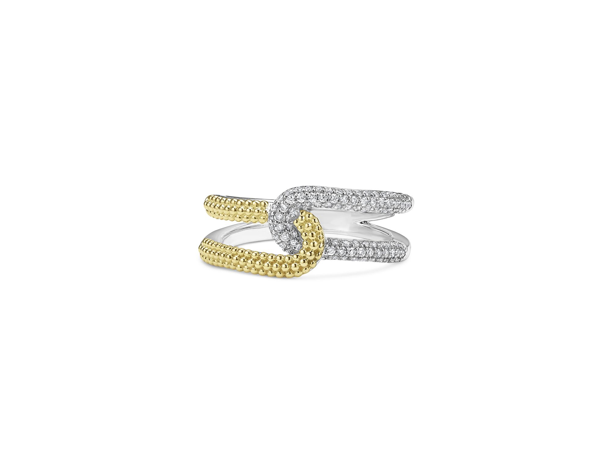 18K Yellow Gold & Sterling Silver Caviar Lux-Clip Diamond Statement Ring - Exclusive — Image 5