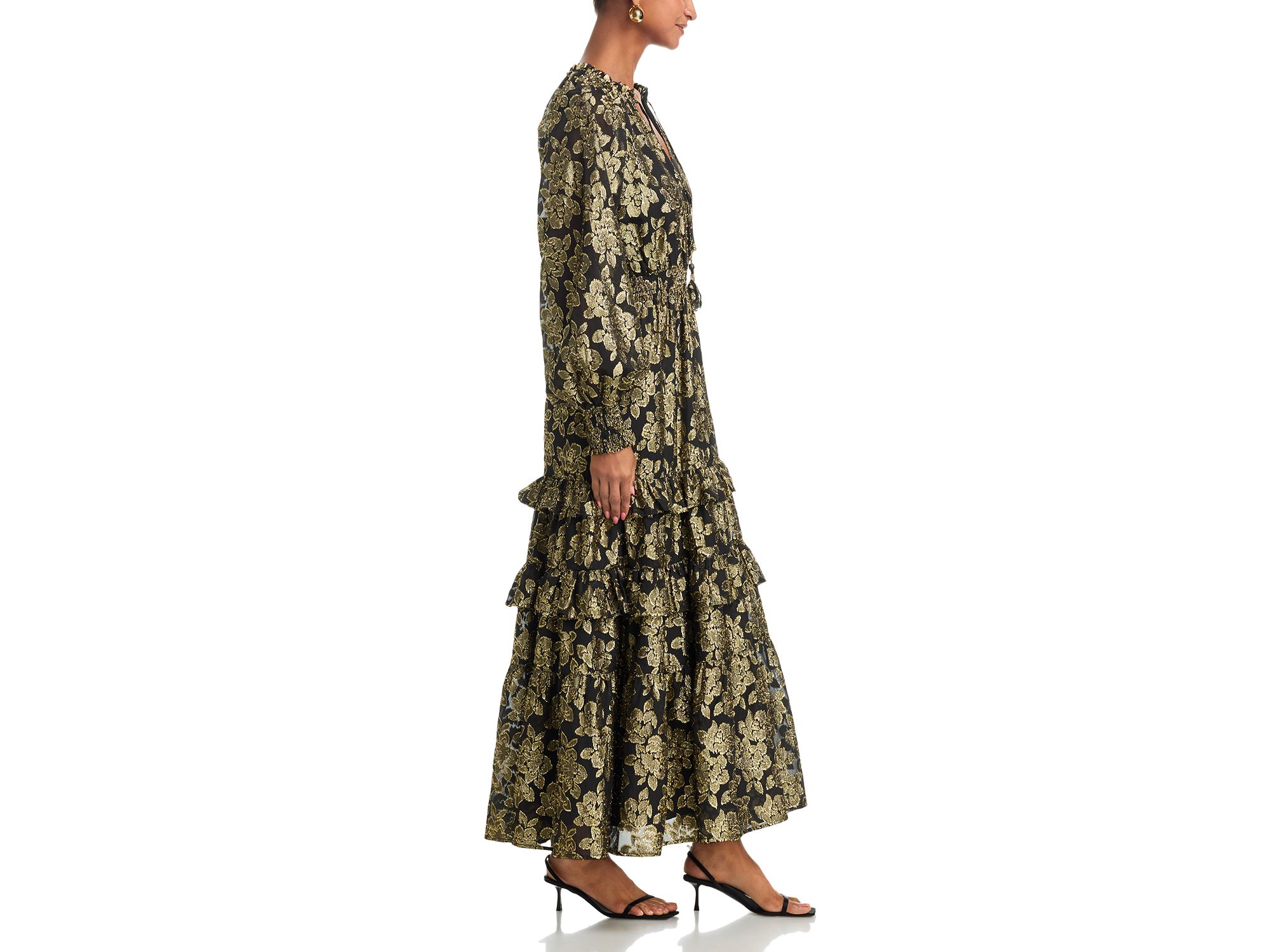 Metallic Jacquard Tiered Dress - Exclusive — Image 5