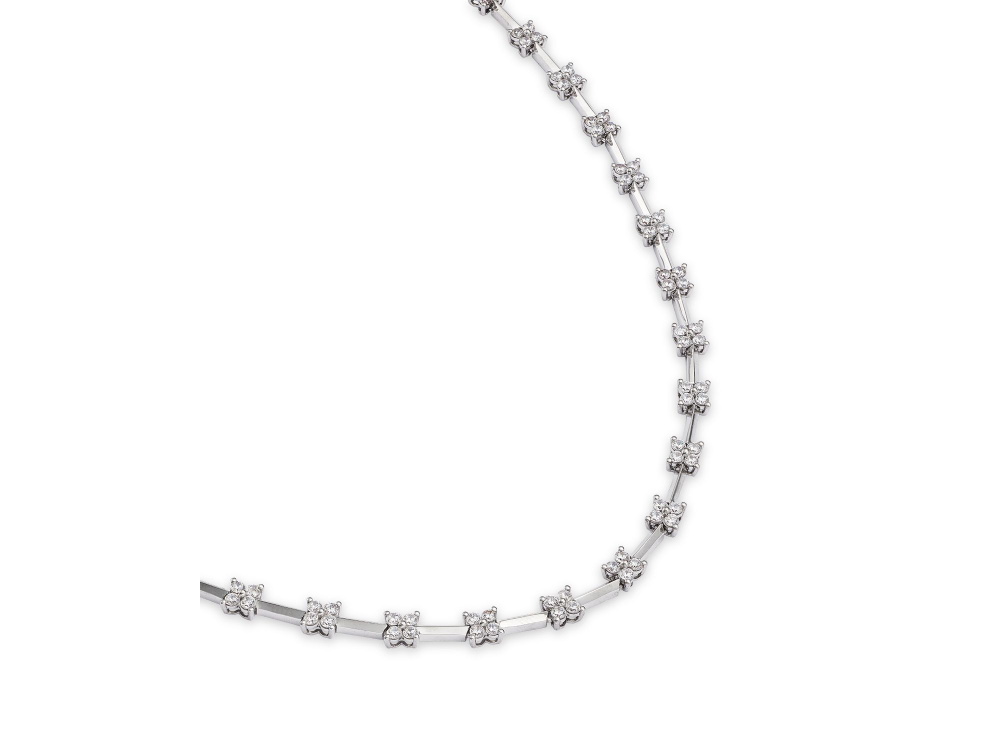 Diamond Station Collar Necklace in 14K White Gold, 3.0 tcw, 17" — Image 3