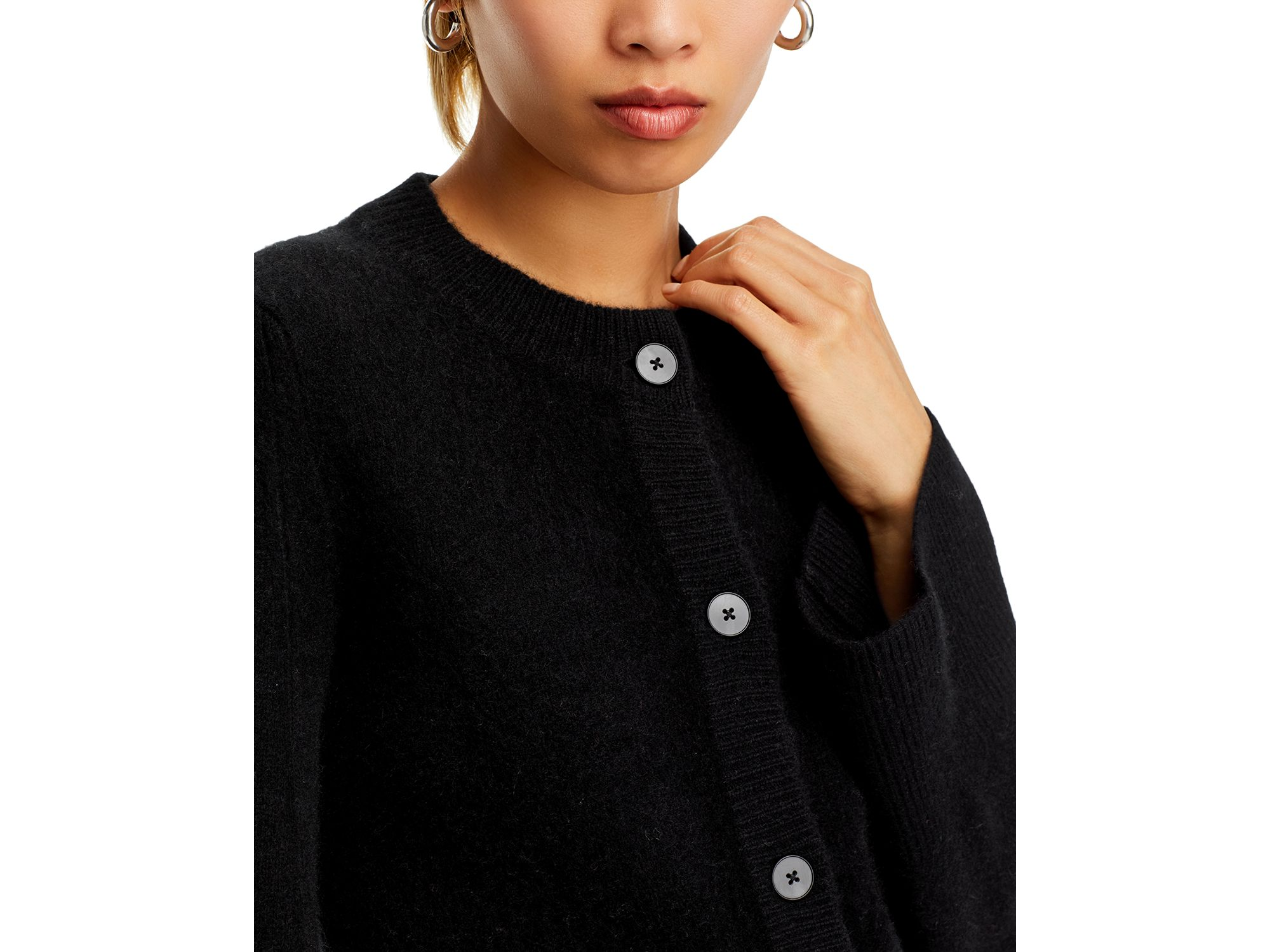 100% Cashmere Cropped Wide Sleeve Crewneck Cardigan - Exclusive — Image 5