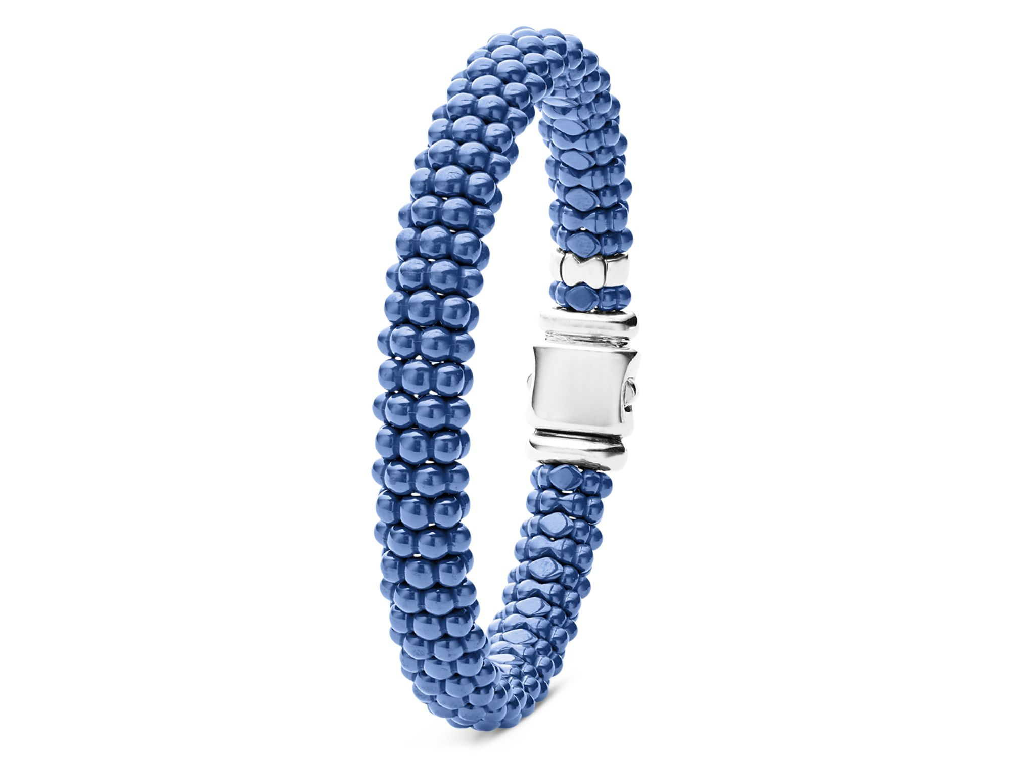 18K Yellow Gold & Sterling Silver Ultramarine Ceramic Bead Bracelet — Image 3