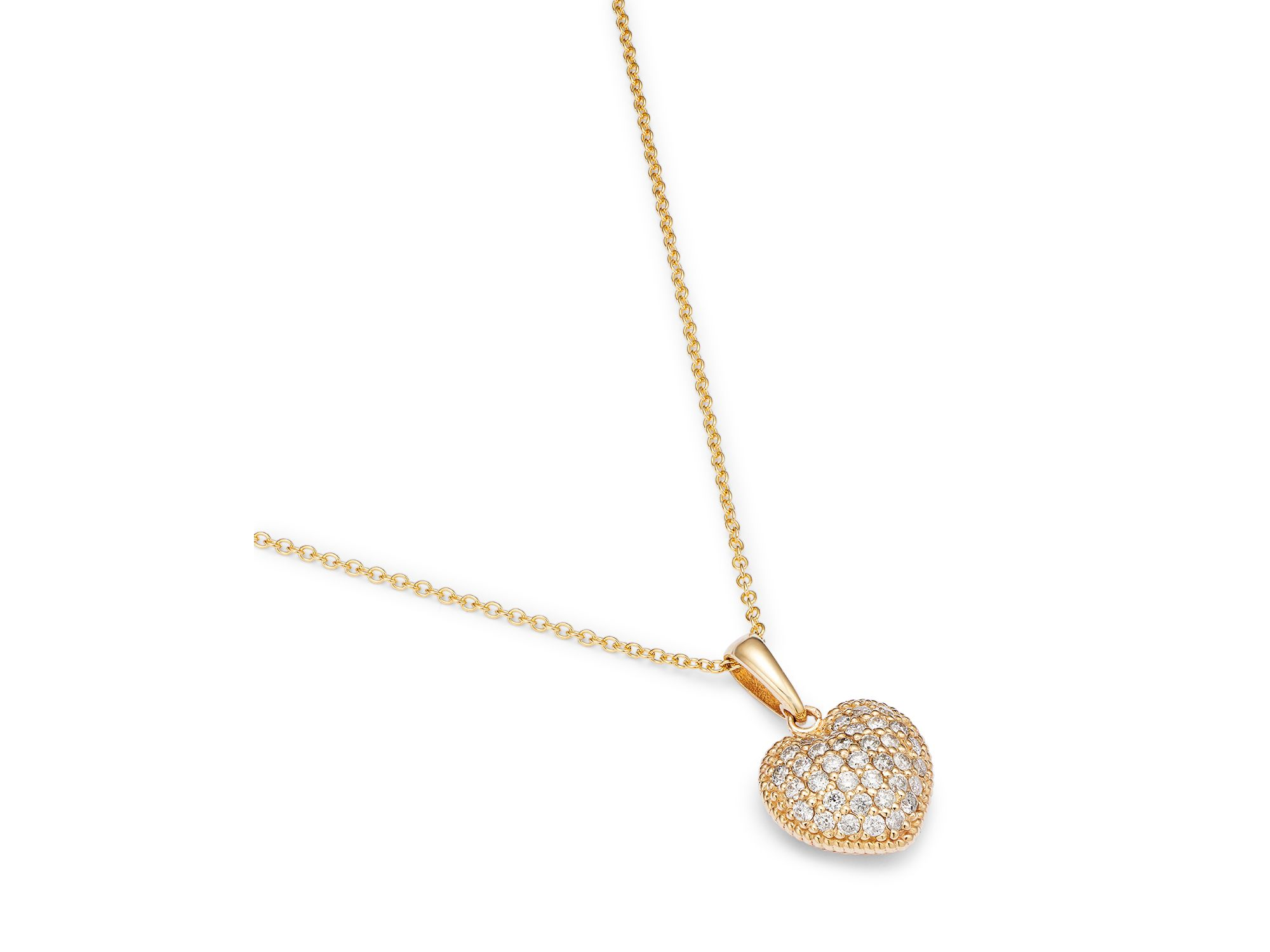 Diamond Pavé Heart Pendant Necklace in 14K Yellow Gold, 0.40 tcw — Image 3