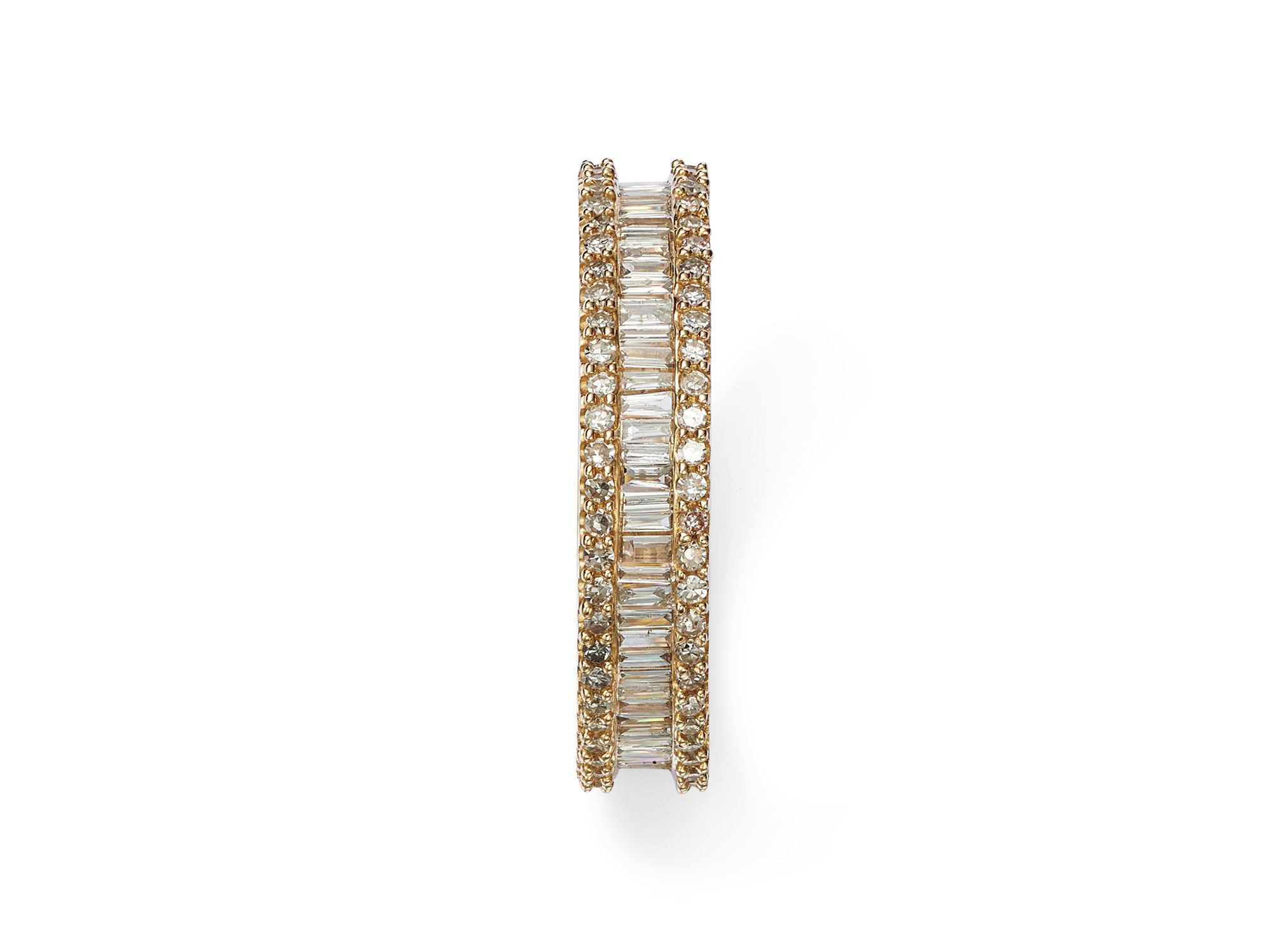Diamond Round & Baguette Eternity Band in 14K Yellow Gold, 1.0 tcw — Image 3