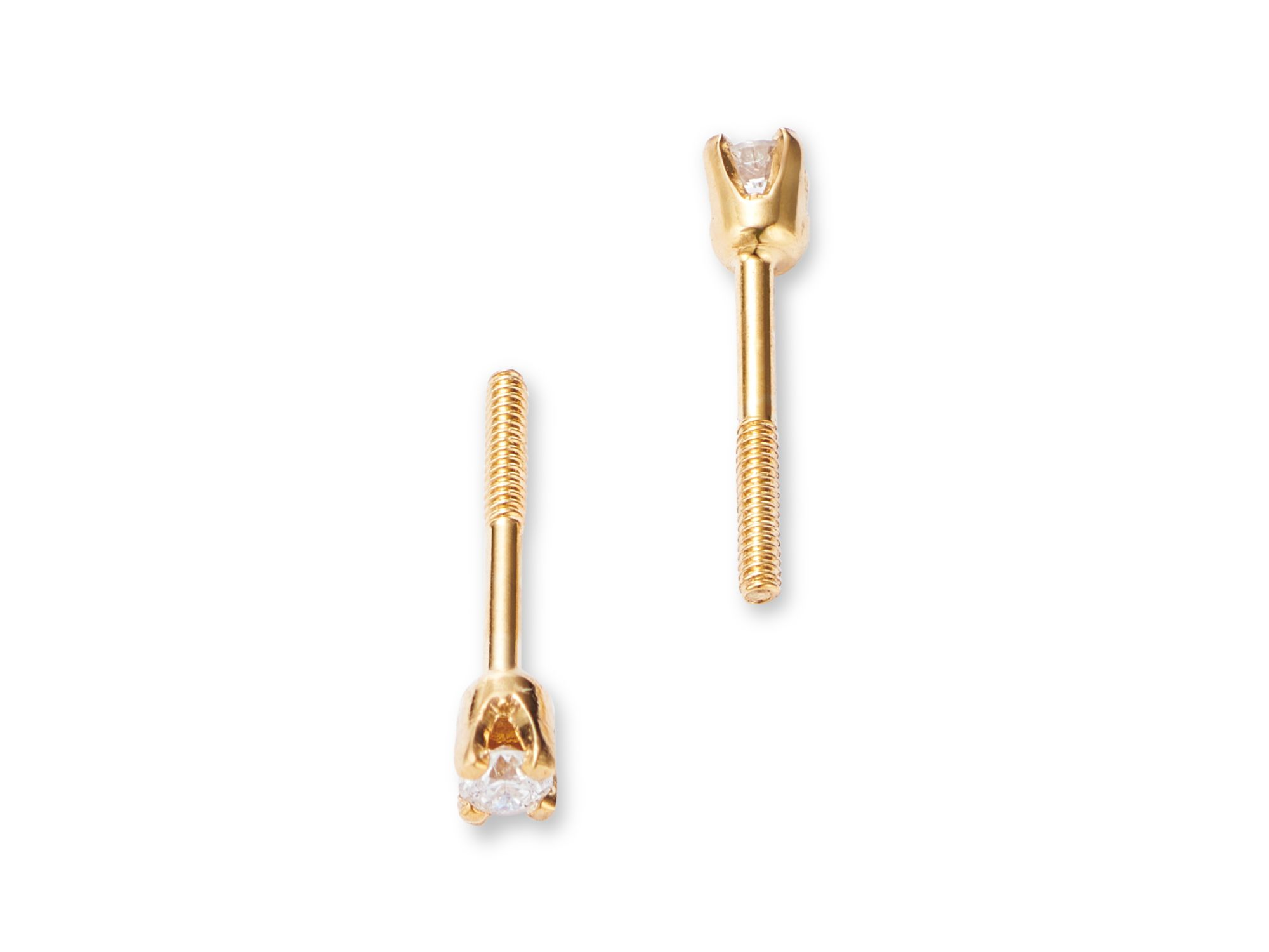 Children's Diamond Solitaire Screw Back Stud Earrings in 14K Yellow Gold, 0.04 tcw — Image 3
