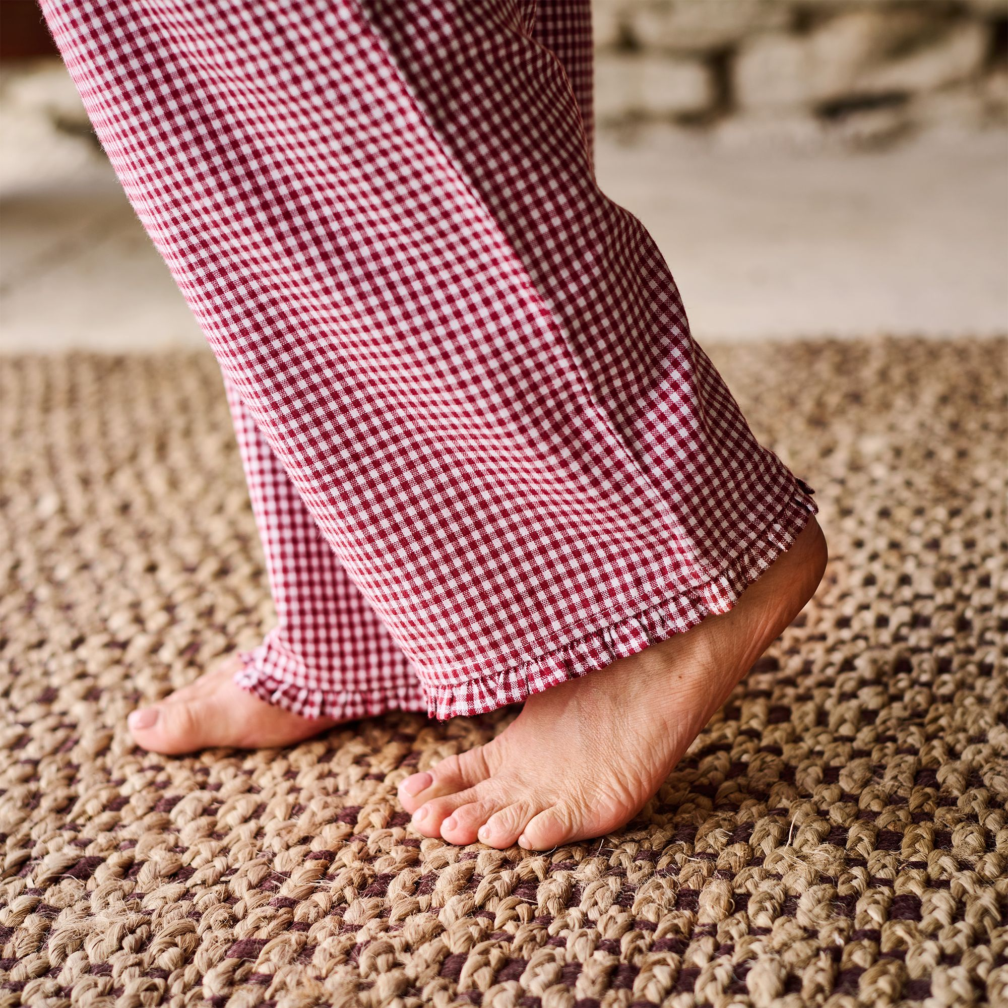 Gingham Ruffle Cotton Pajama Set — Image 5