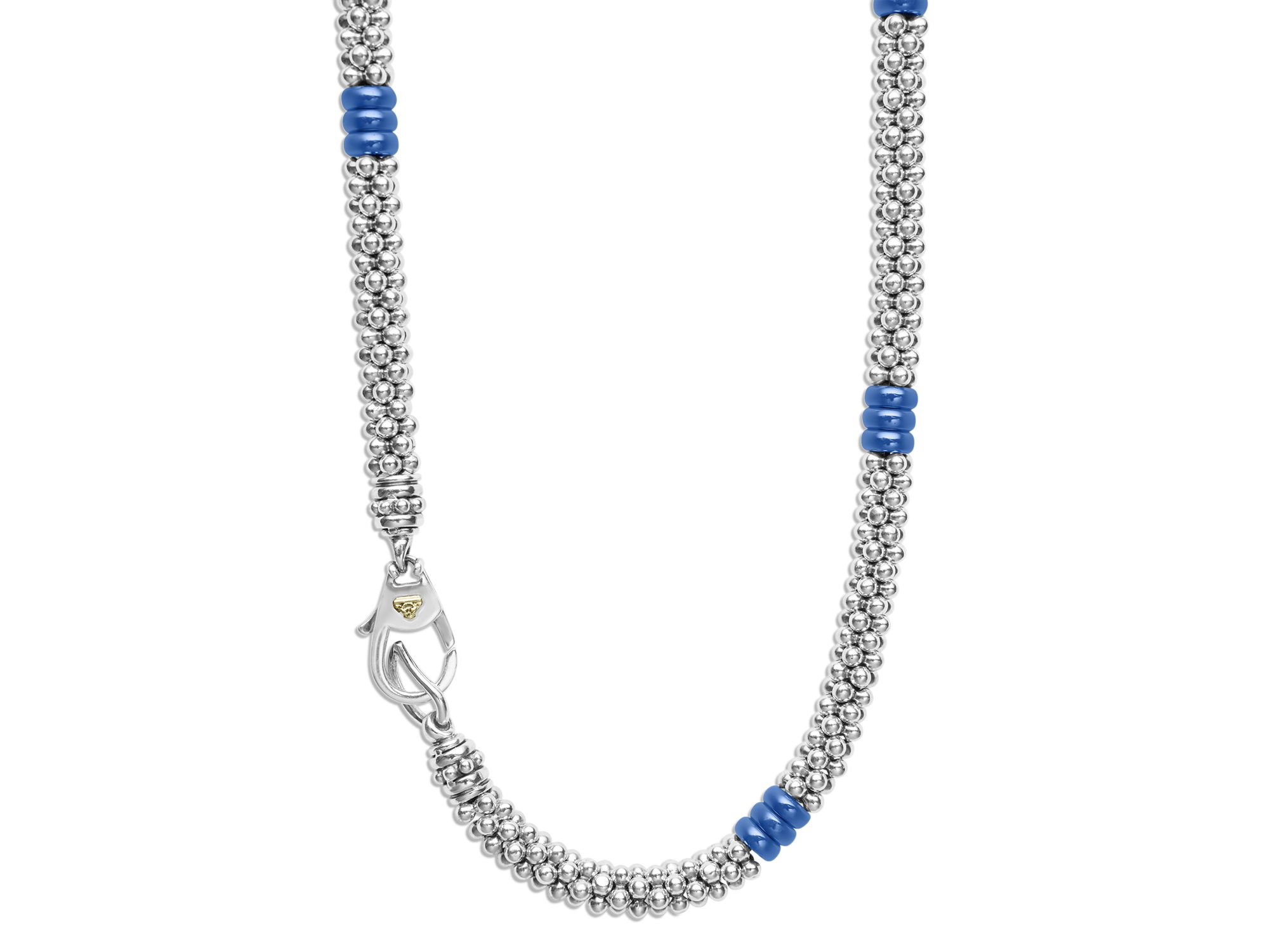 Sterling Silver Ultramarine Ceramic Rondelle & Bead Collar Necklace — Image 3