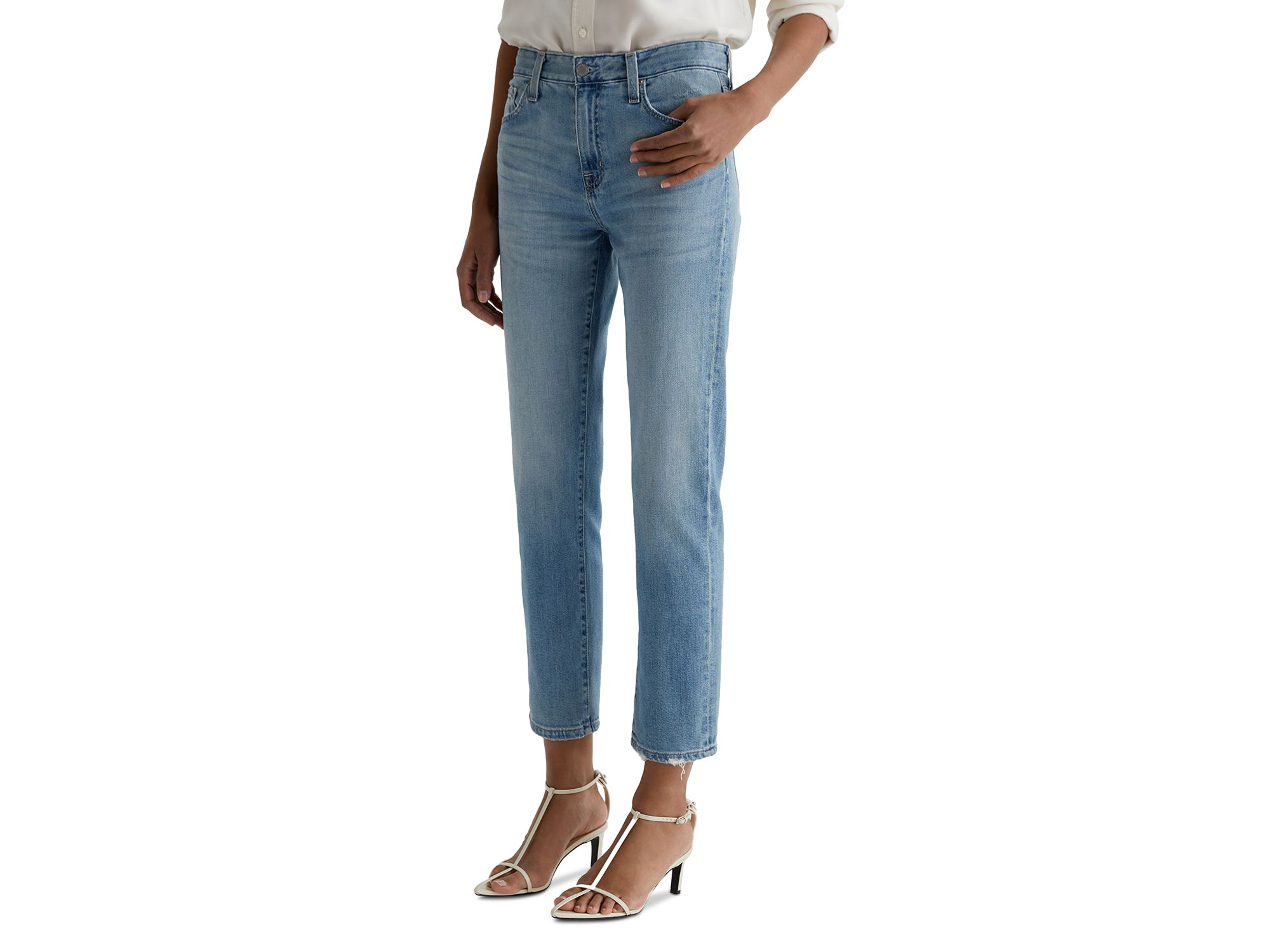 Ex Boyfriend Mid Rise Straight Leg Jeans in Aries Destructed — Image 4