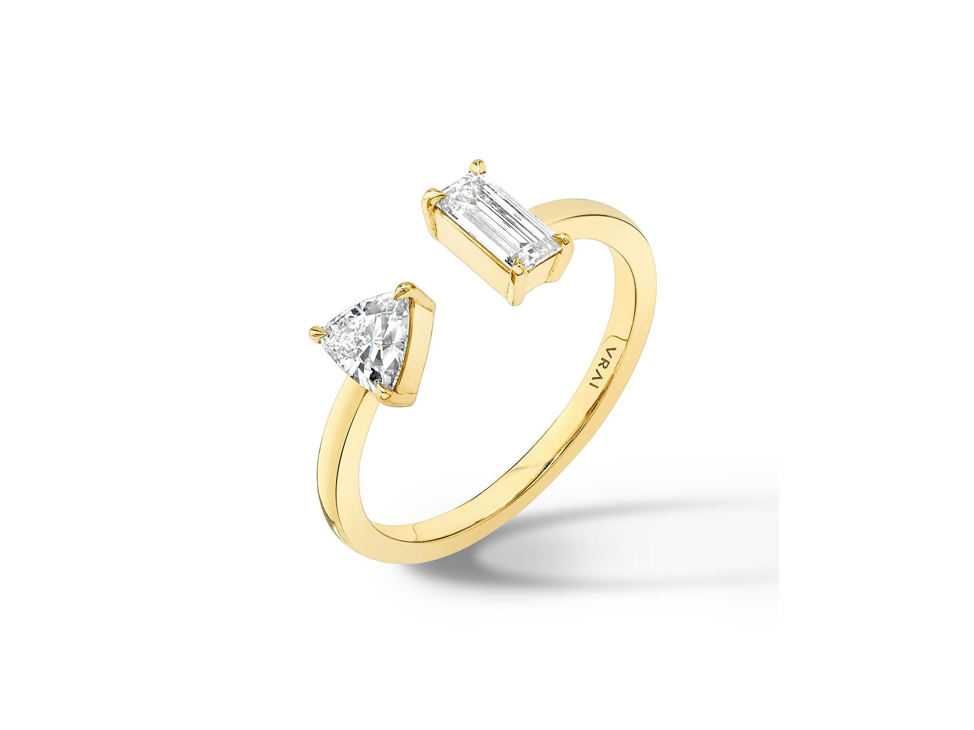 Mixed Lab-Grown Diamond Cuff Ring in 14K Yellow Gold, .50ctw Baguette & Trillion Lab Grown Diamonds — Image 3